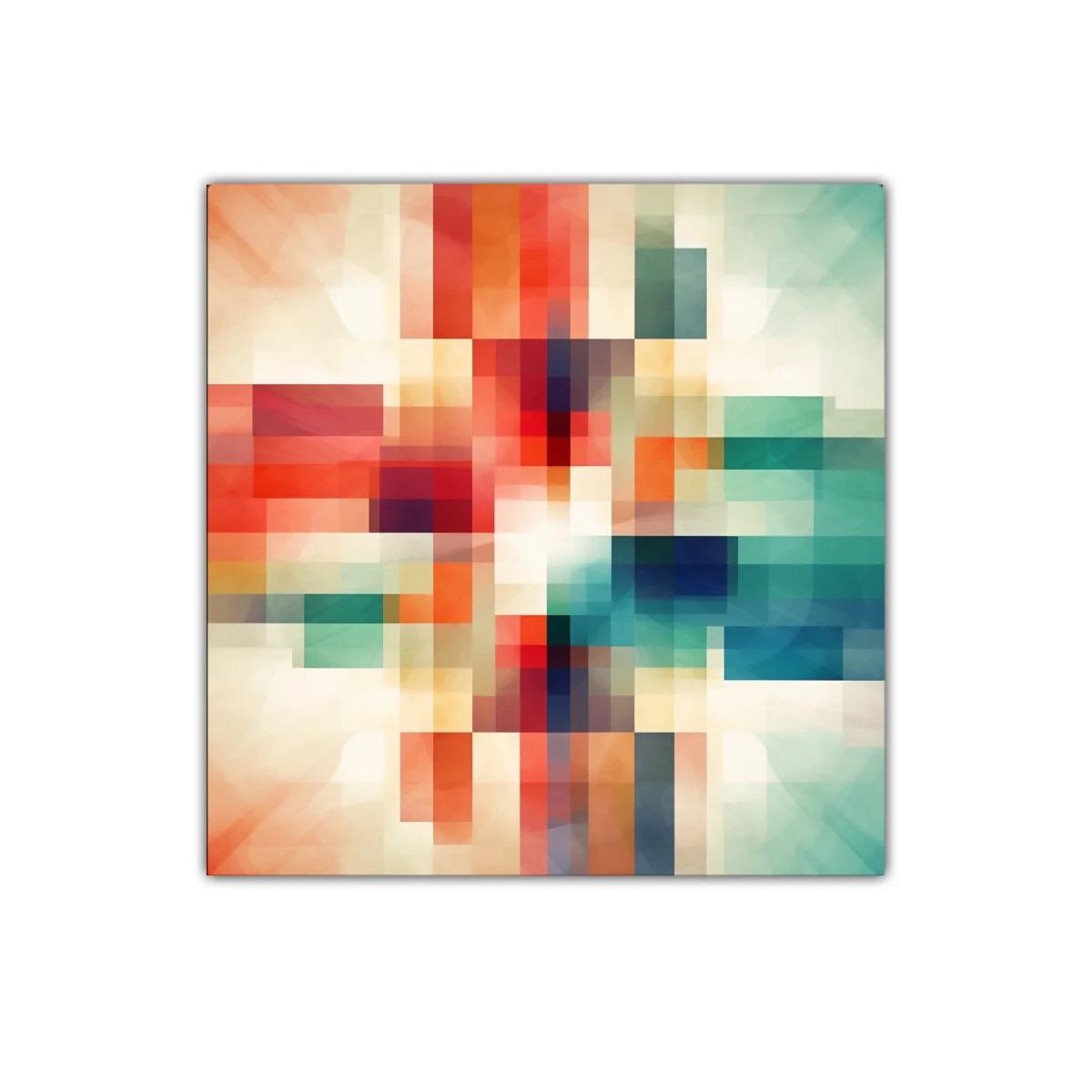 Cuadro abstracto colorido con formas geométricas superpuestas — imagen principal