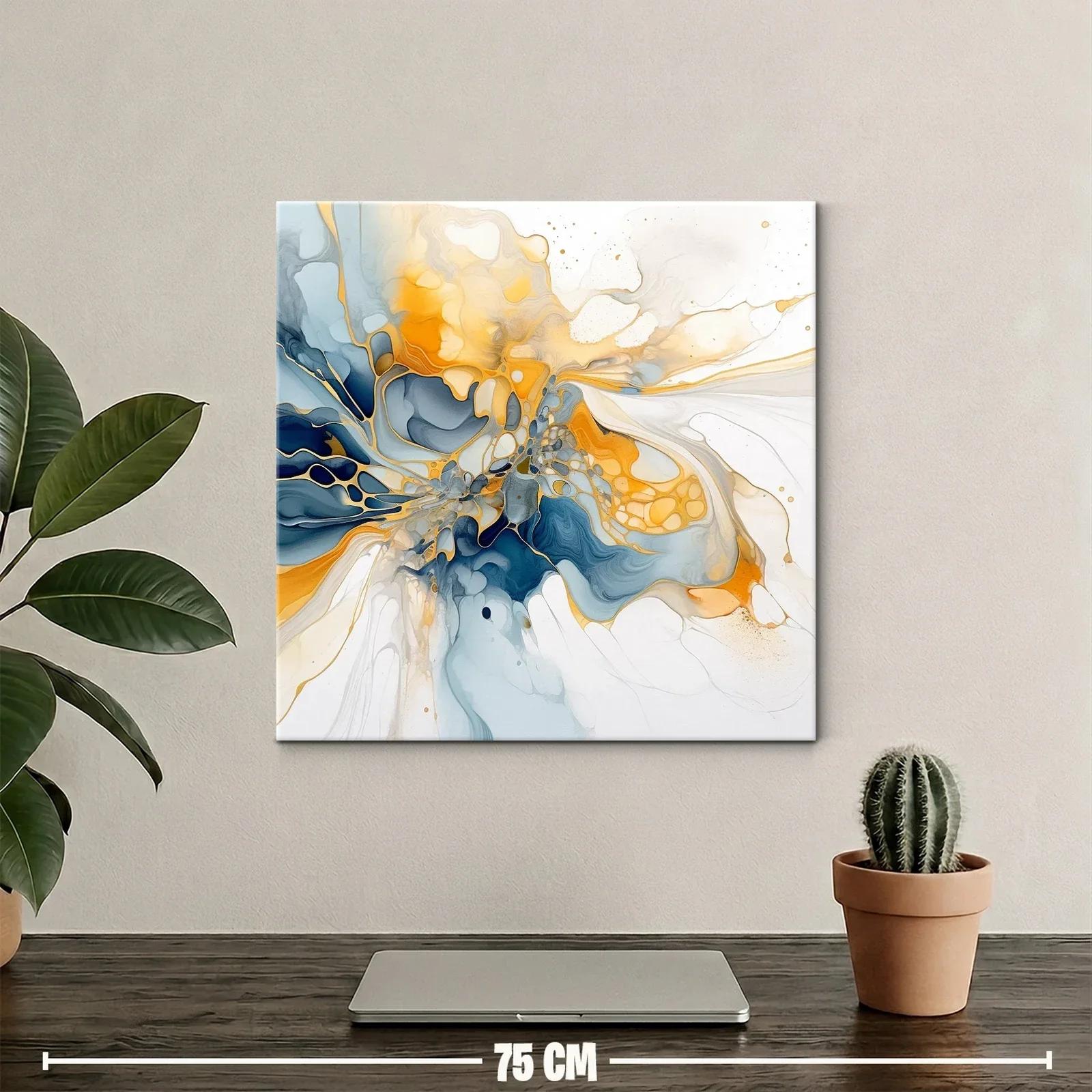Composición abstracta con tonos dorados y azules intensos — miniatura 2