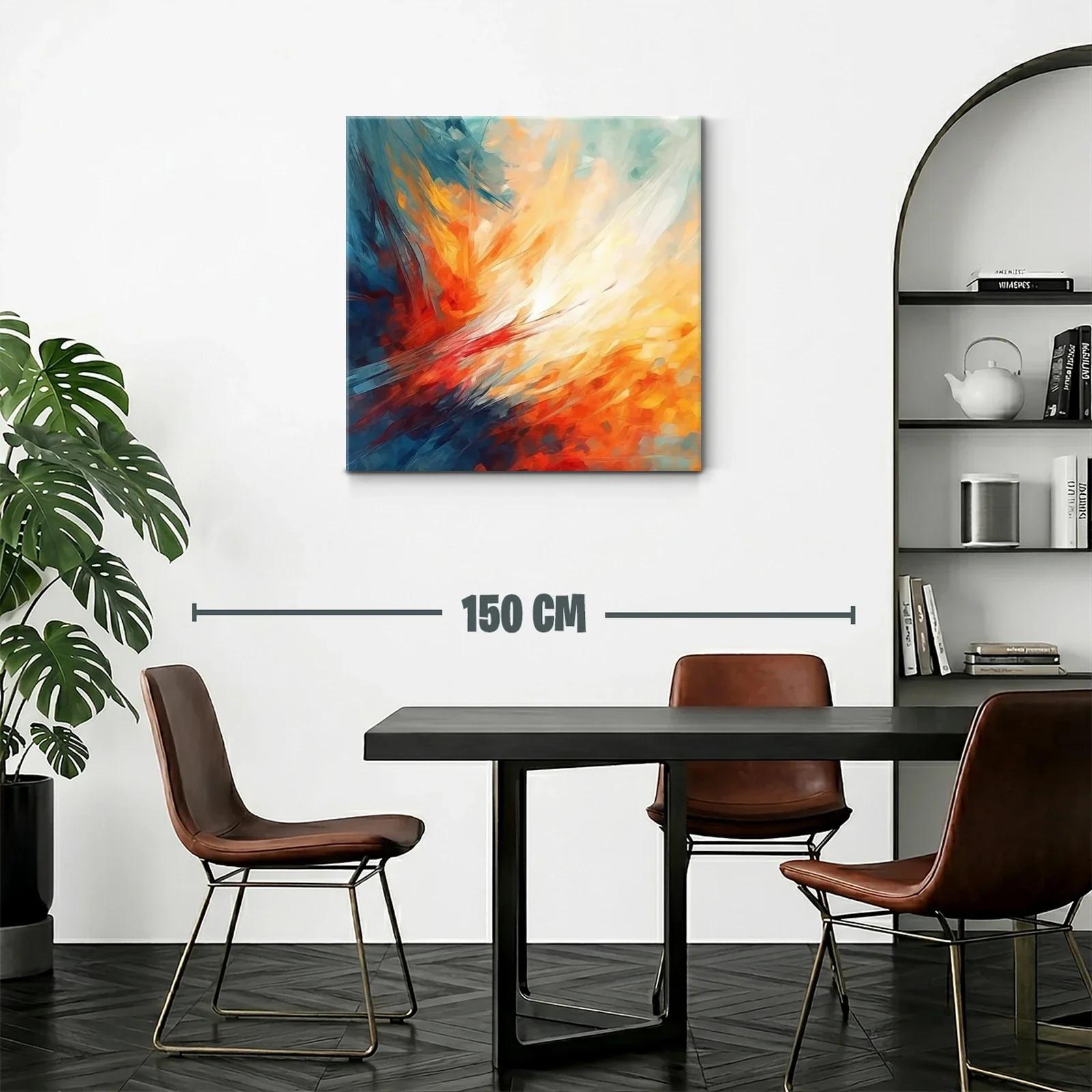 Cuadro abstracto con tonos cálidos y fríos vibrantes — miniatura 2