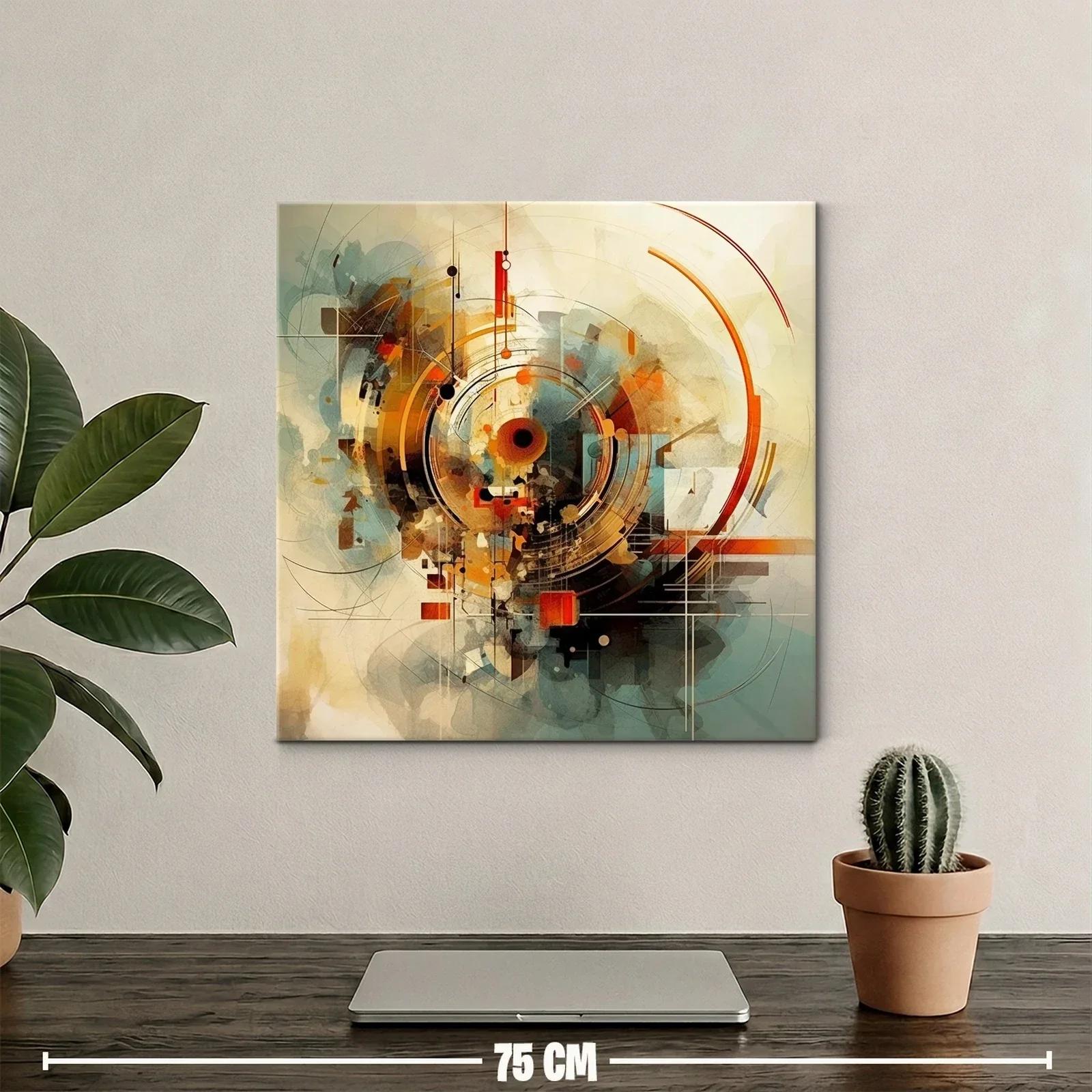 Composición abstracta con círculos y líneas en tonos cálidos — miniatura 2