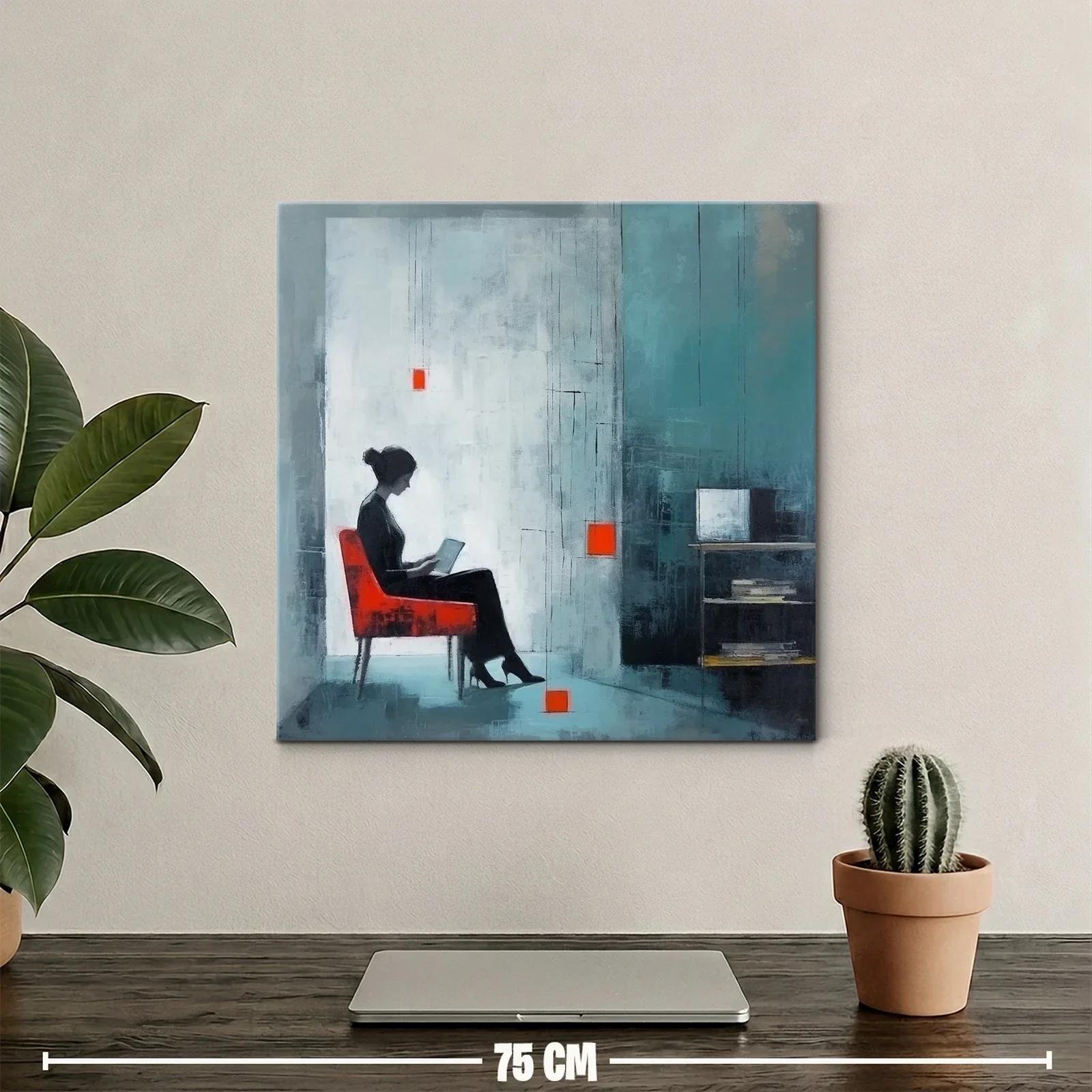 Silencio y reflexión en tonos fríos con toques rojos — miniatura 2
