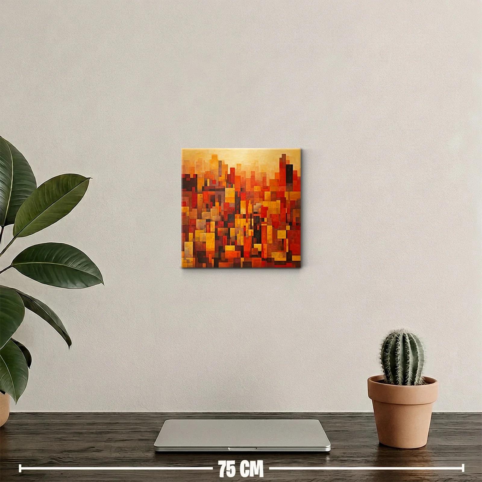 Cuadro abstracto con formas geométricas en tonos cálidos — miniatura 2