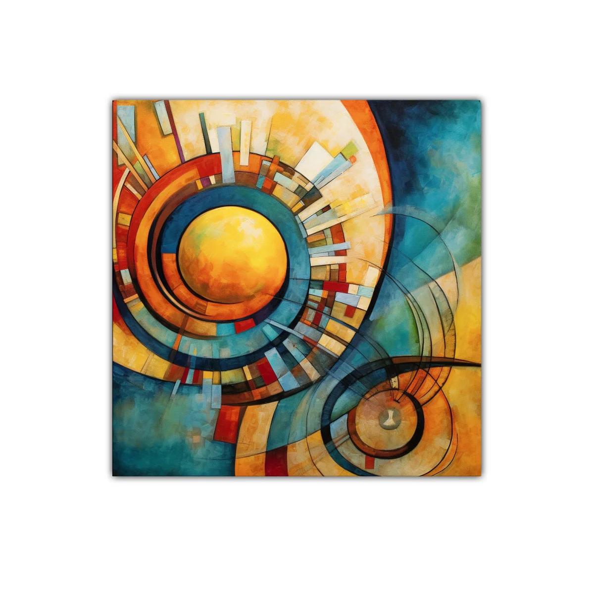 Cuadro abstracto con formas circulares y colores vibrantes — imagen principal