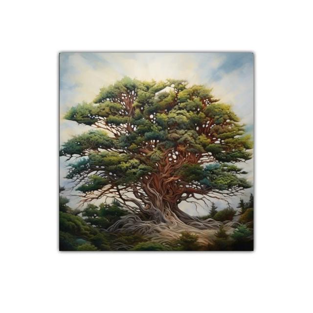 Majestuoso árbol con follaje exuberante y raíces entrelazadas