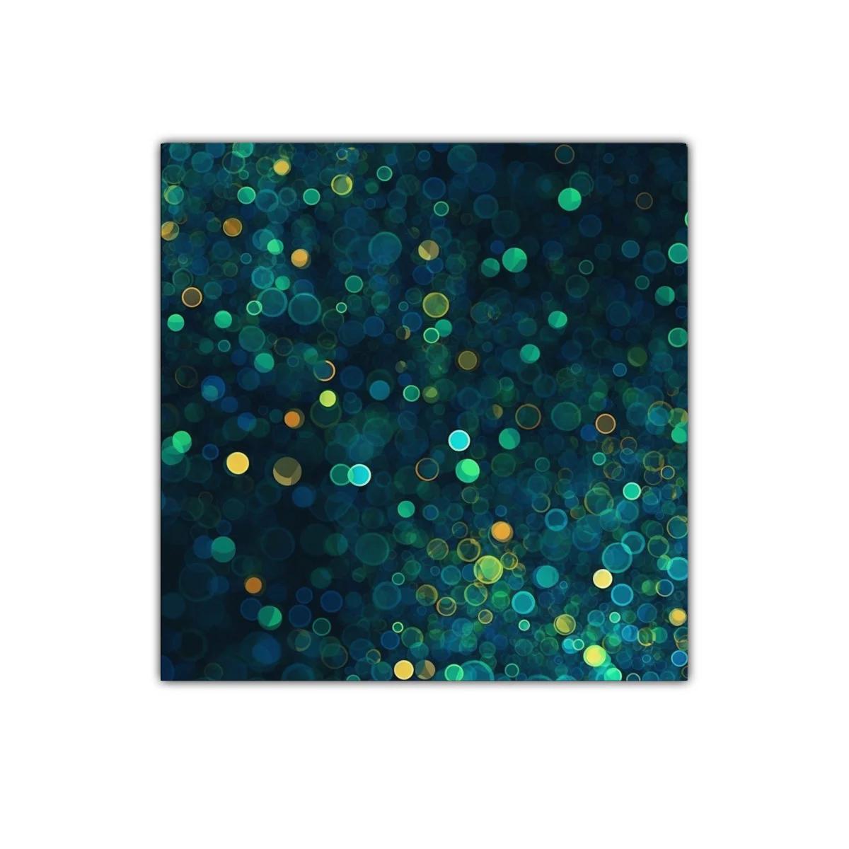 Cuadro abstracto con luces difusas en tonos verdes y azules