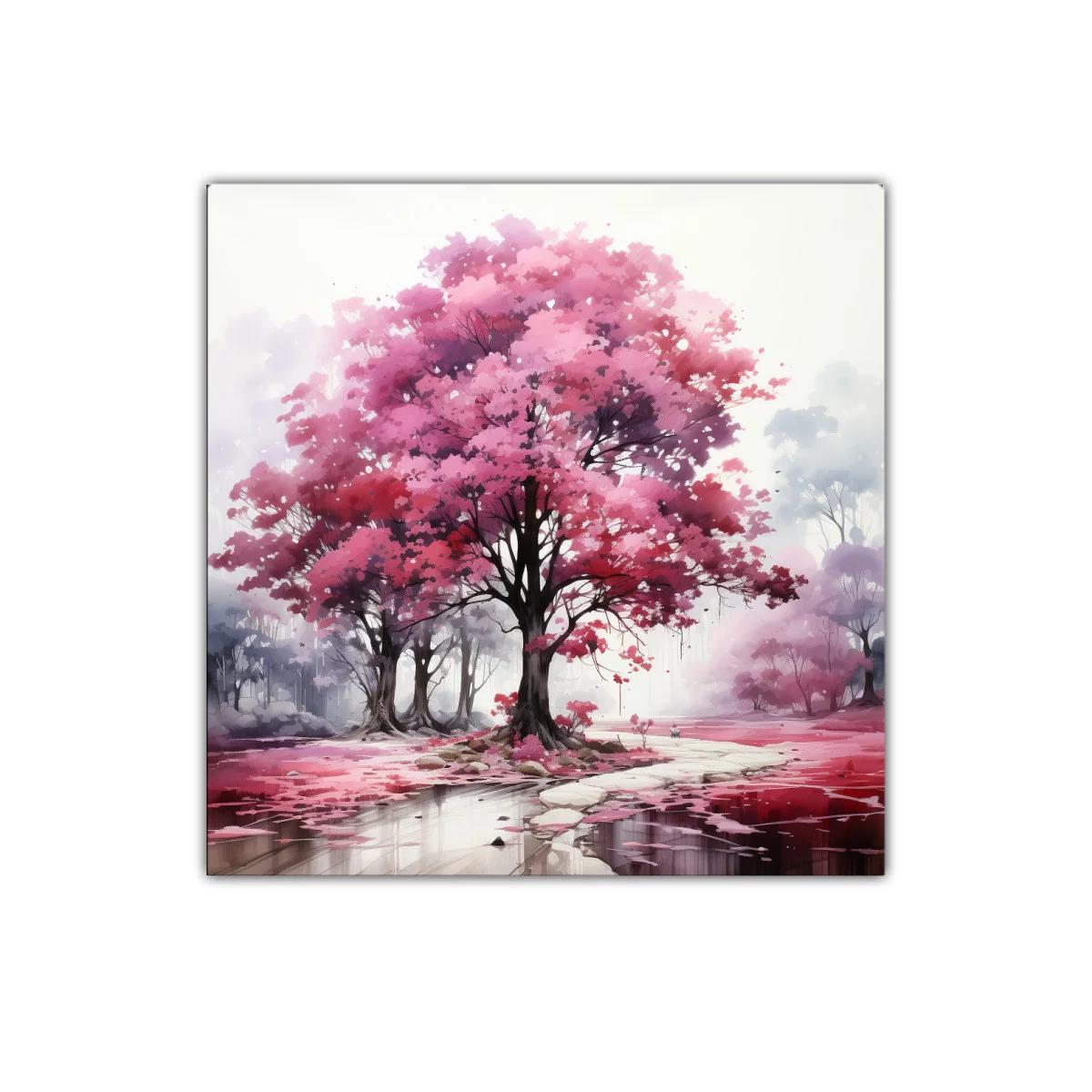 Bosque encantado con árboles de flores rosa vibrante — imagen principal