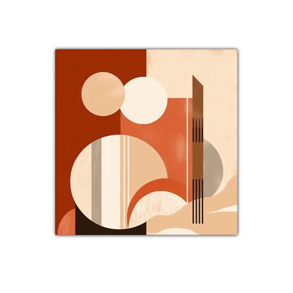Composición abstracta con formas geométricas en tonos cálidos