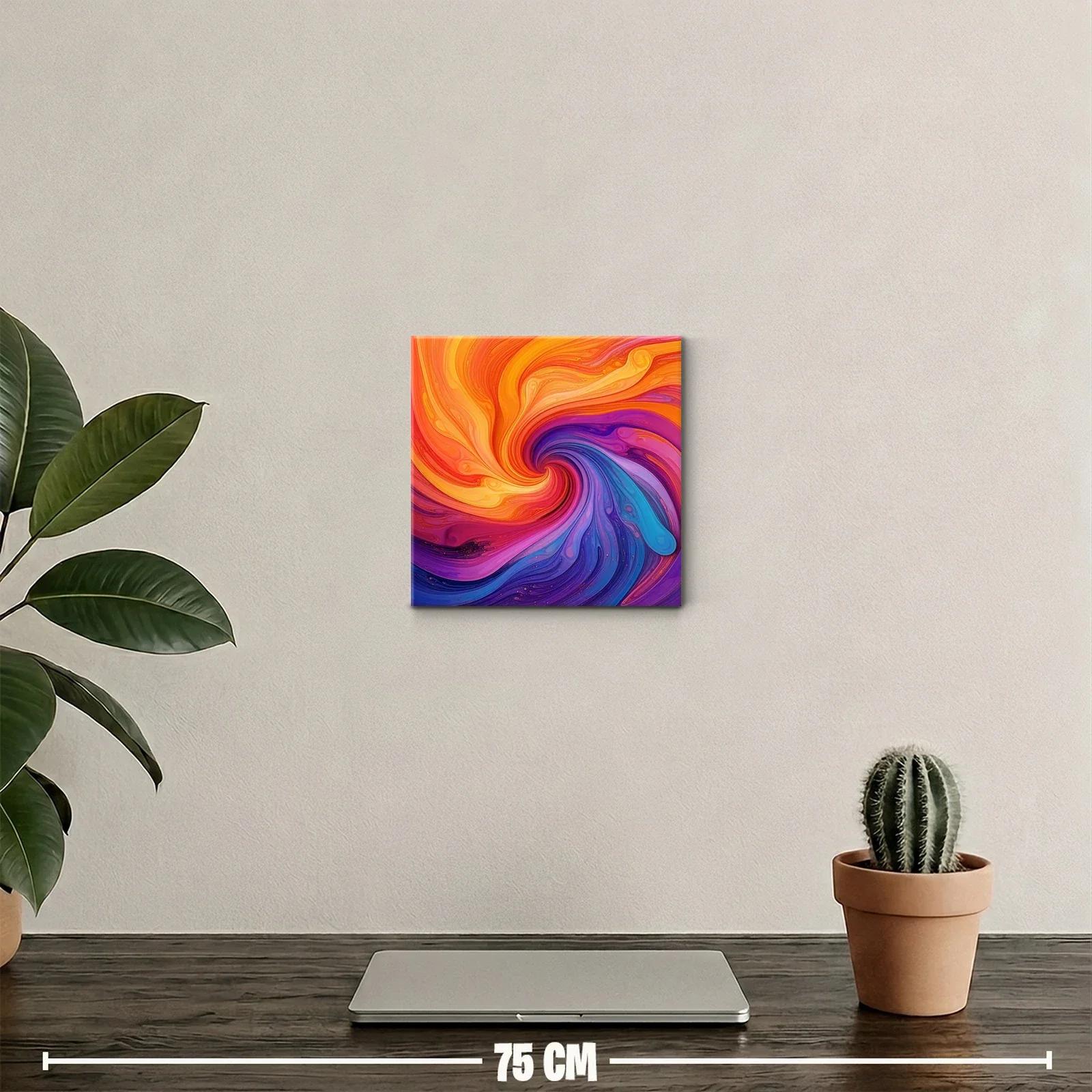 Cuadro abstracto con espiral de colores vibrantes y dinámicos — miniatura 2