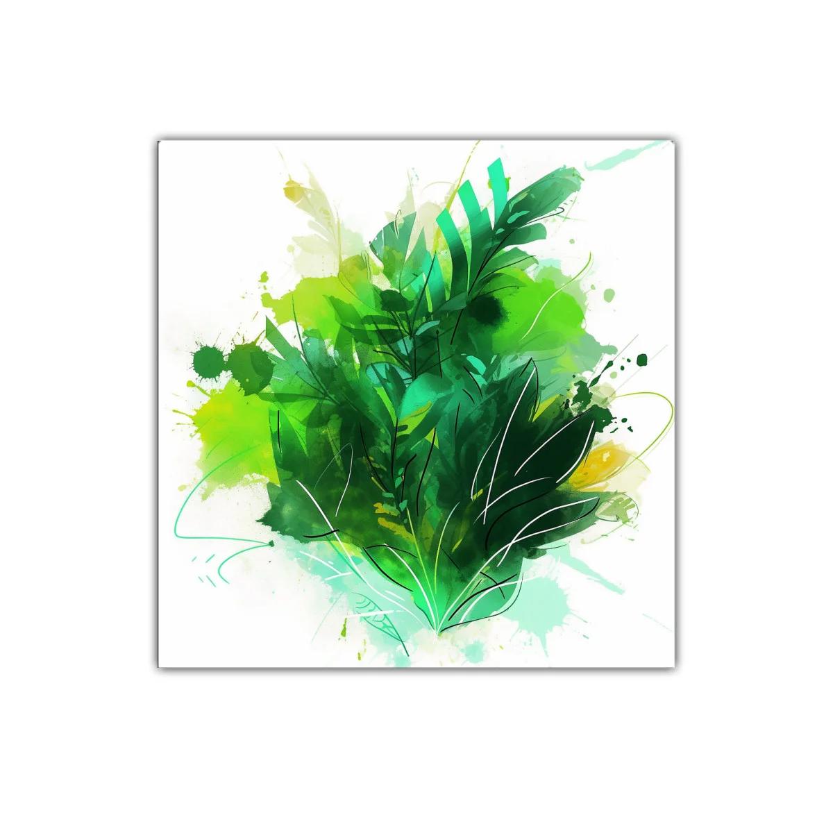 Composición vibrante de hojas verdes y trazos orgánicos — imagen principal