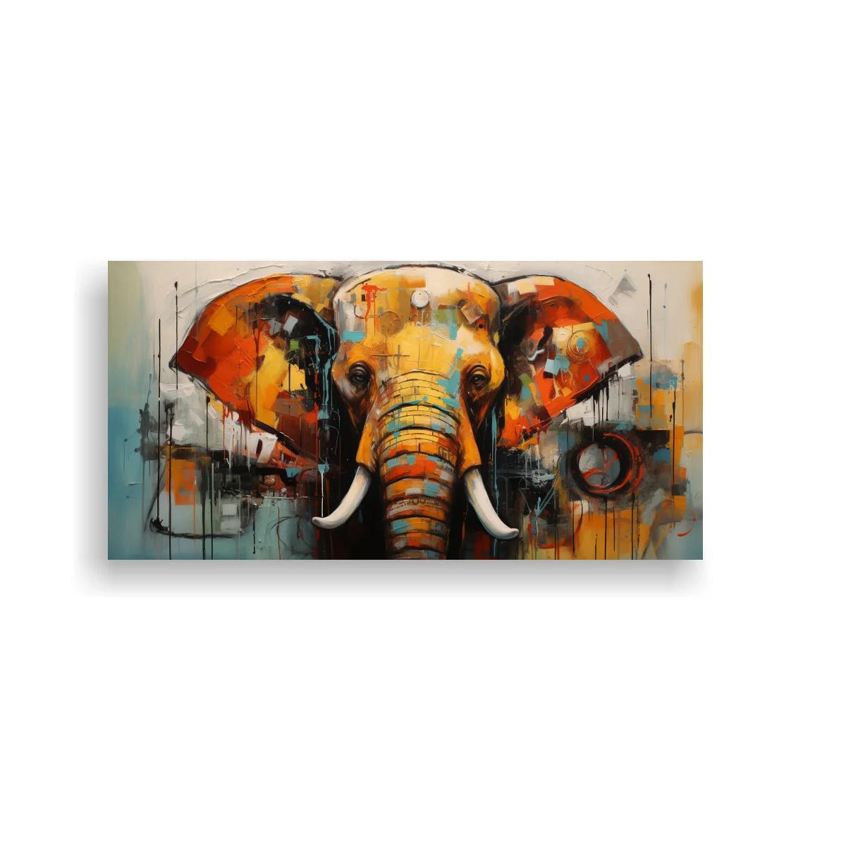 Cuadro elefante con goteos y fondo abstracto