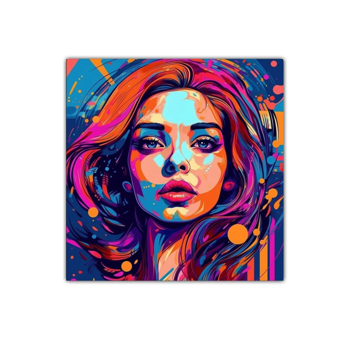 Retrato vibrante de mujer con explosión de color y energía — imagen principal
