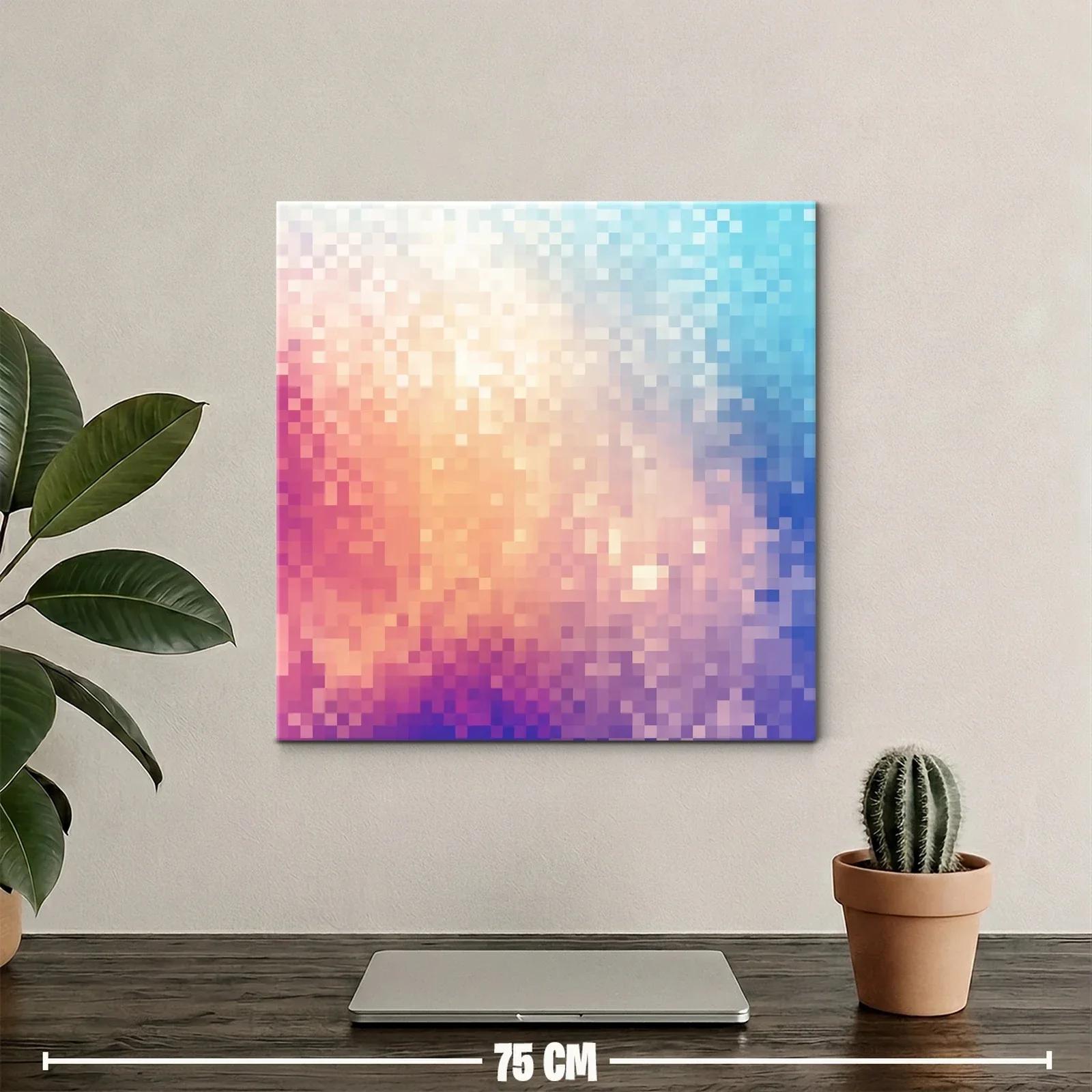 Cuadro abstracto con tonos cálidos y fríos armonizados — miniatura 2