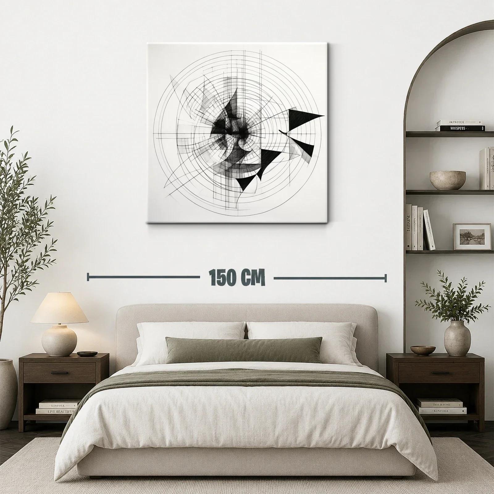 Composición geométrica en blanco y negro con círculos concéntricos — miniatura 3