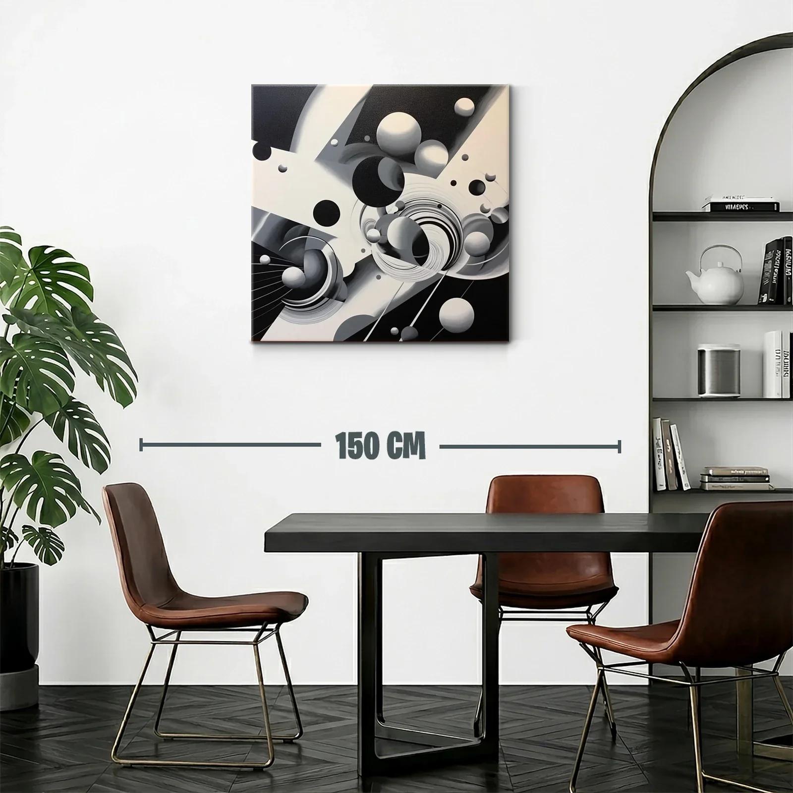 Composición abstracta en blanco negro con esferas dinámicas — miniatura 2
