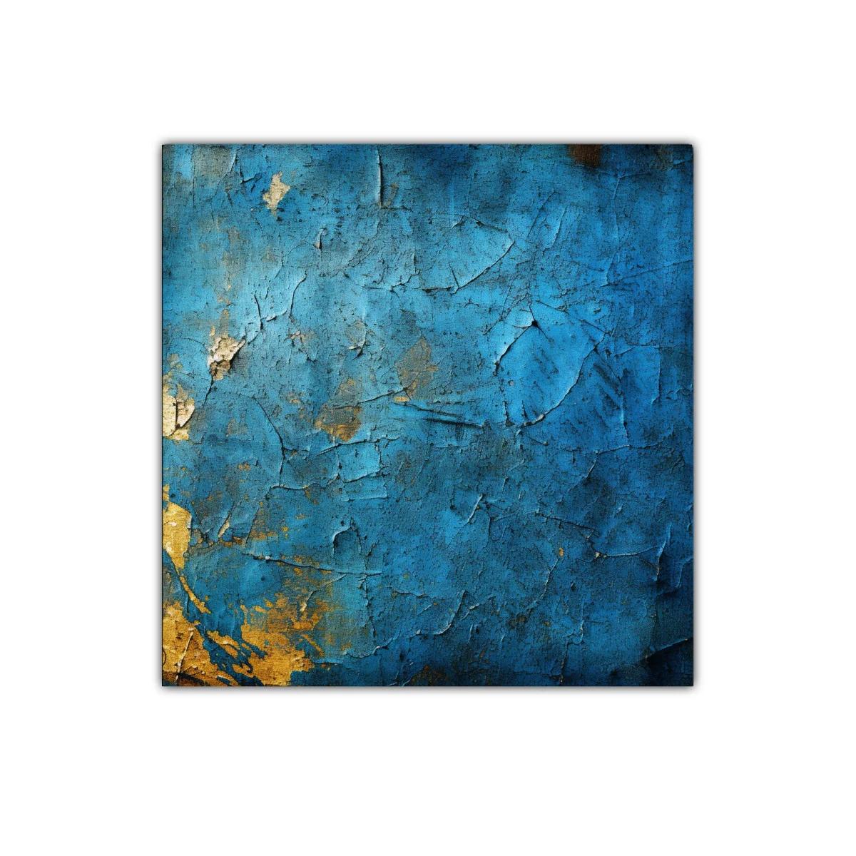 Arte abstracto en textura azul con detalles dorados