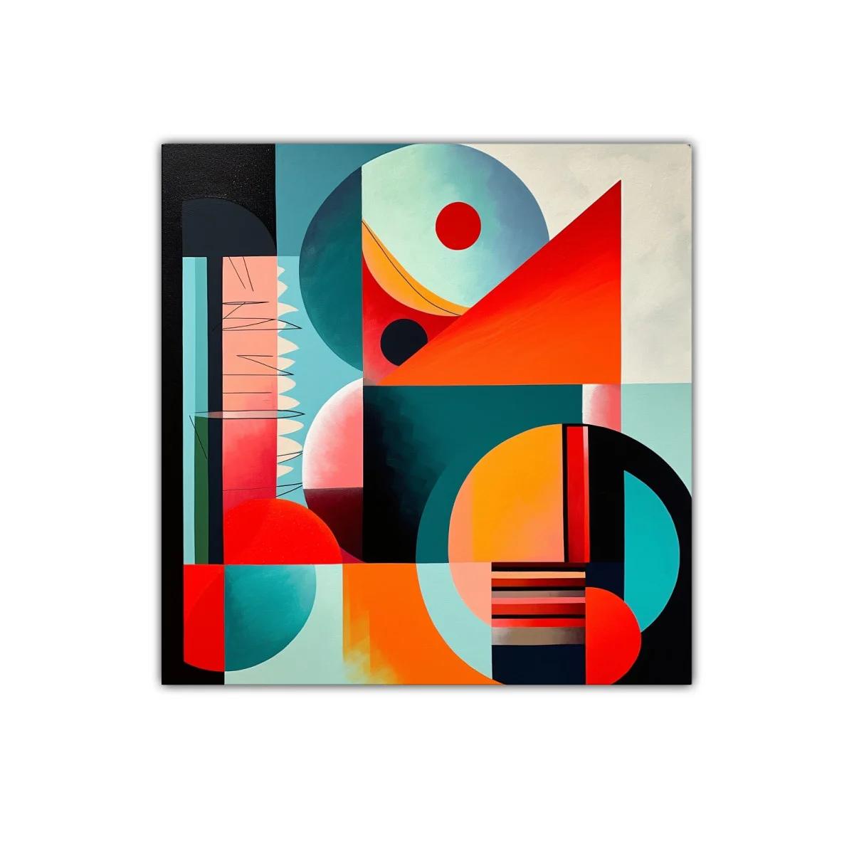 Composición geométrica con vibrantes tonos rojos y azules — imagen principal