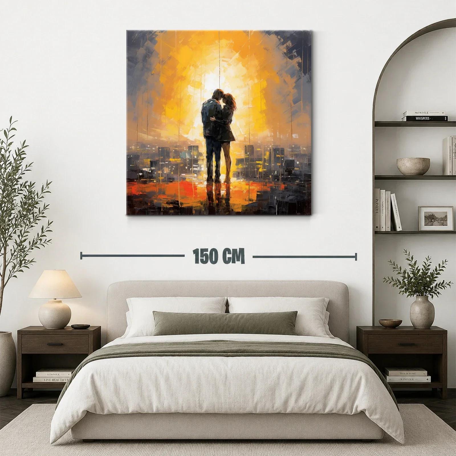 Escena romántica al atardecer con tonos cálidos y urbanos — miniatura 3