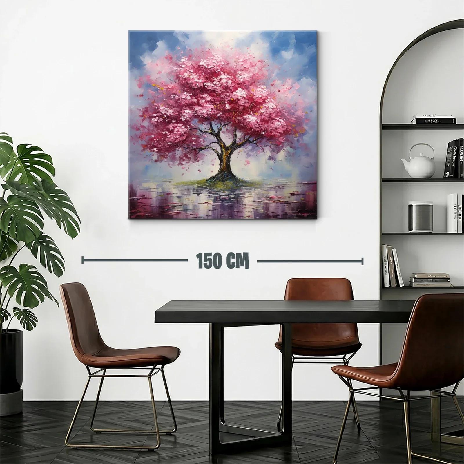 Árbol rosa en paisaje sereno con reflejos delicados — miniatura 2