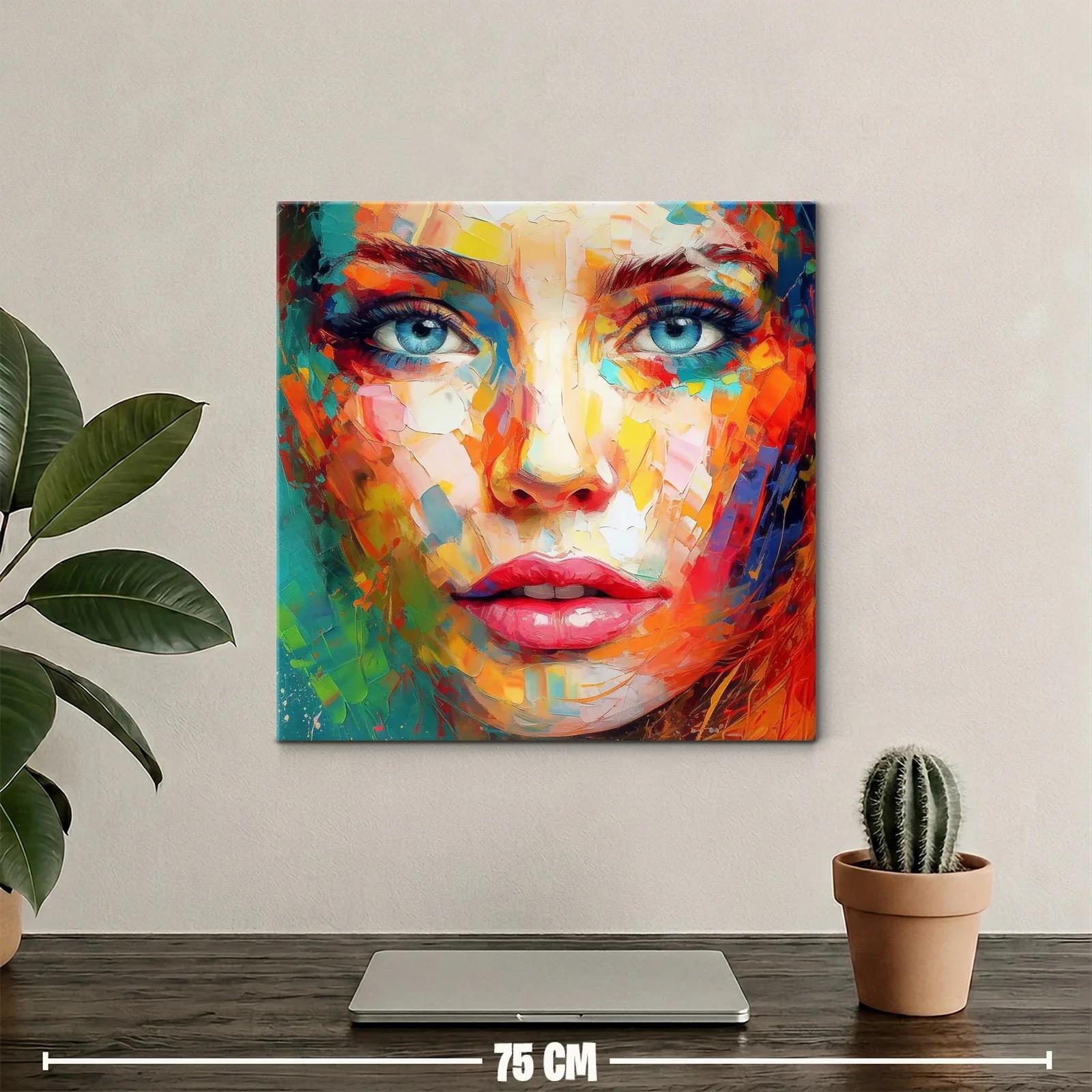 Retrato vibrante con rostro femenino y ojos azules profundos — miniatura 2