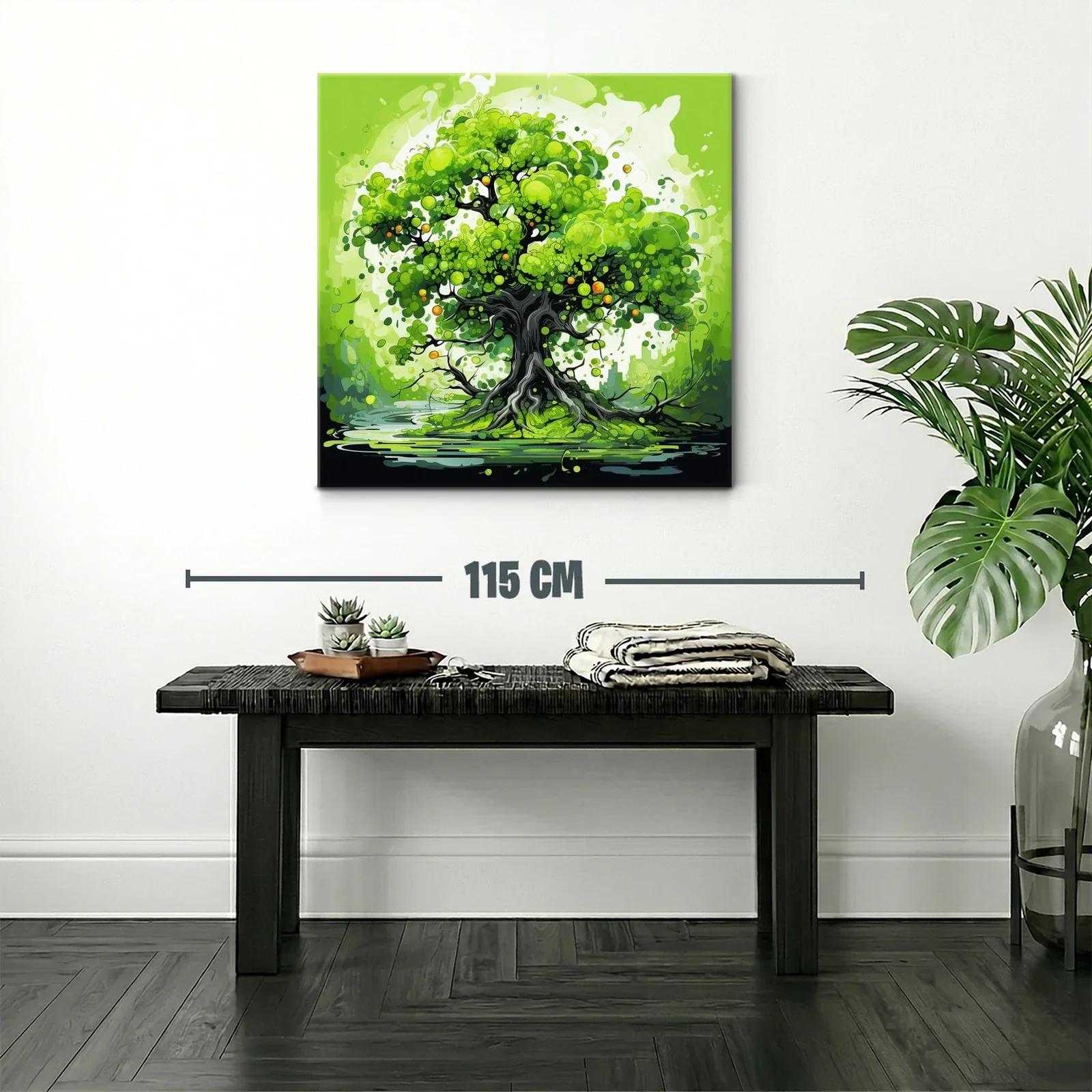 Árbol con vibrantes tonos verdes y detalles en naranja — miniatura 2