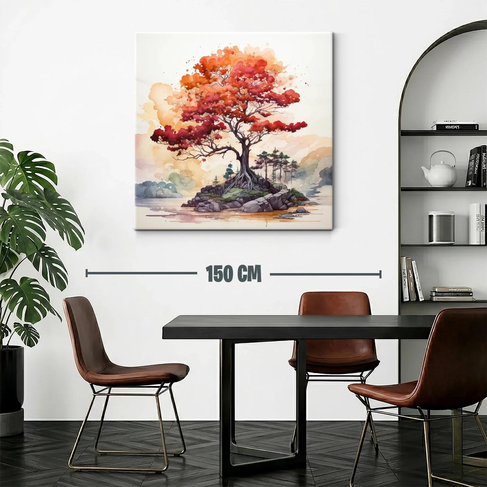 Árbol rojizo en isla junto a un lago sereno — miniatura 2