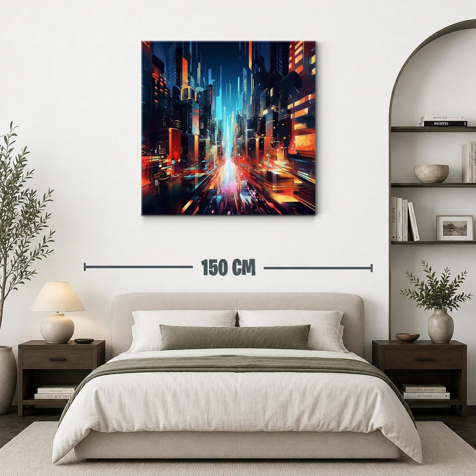 Ciudad futurista con luces vibrantes en movimiento rápido — miniatura 3