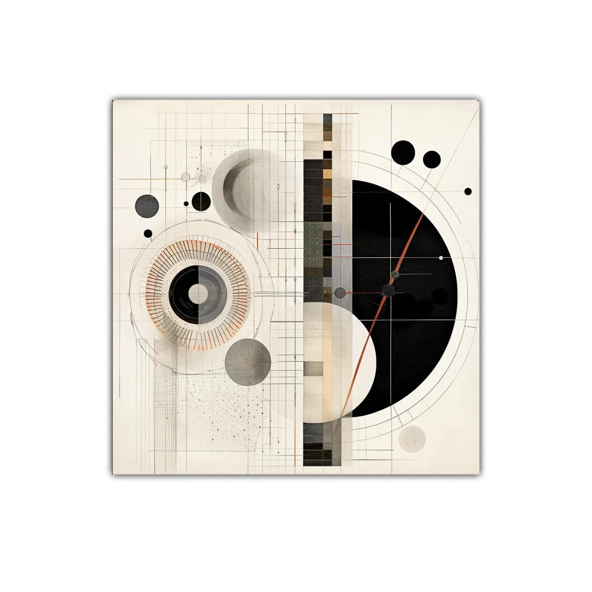 Cuadro abstracto geométrico con círculos y líneas delicadas — imagen principal