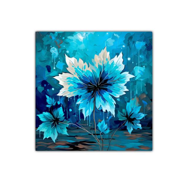 Cuadro floral en tonos azules para espacios modernos