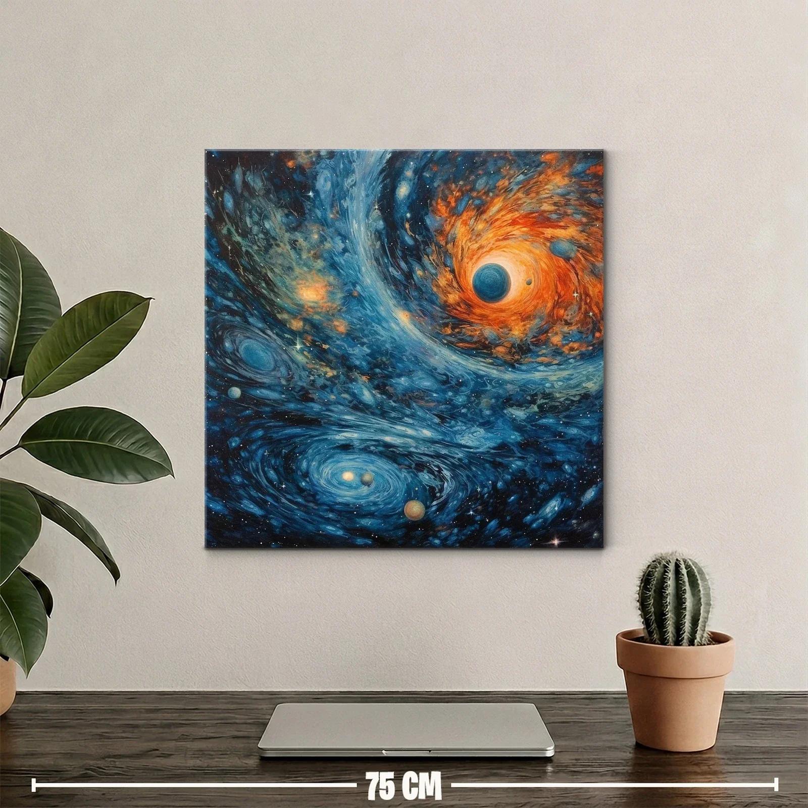 Cuadro Cósmico con Galaxias y Planetas en Movimiento — miniatura 2