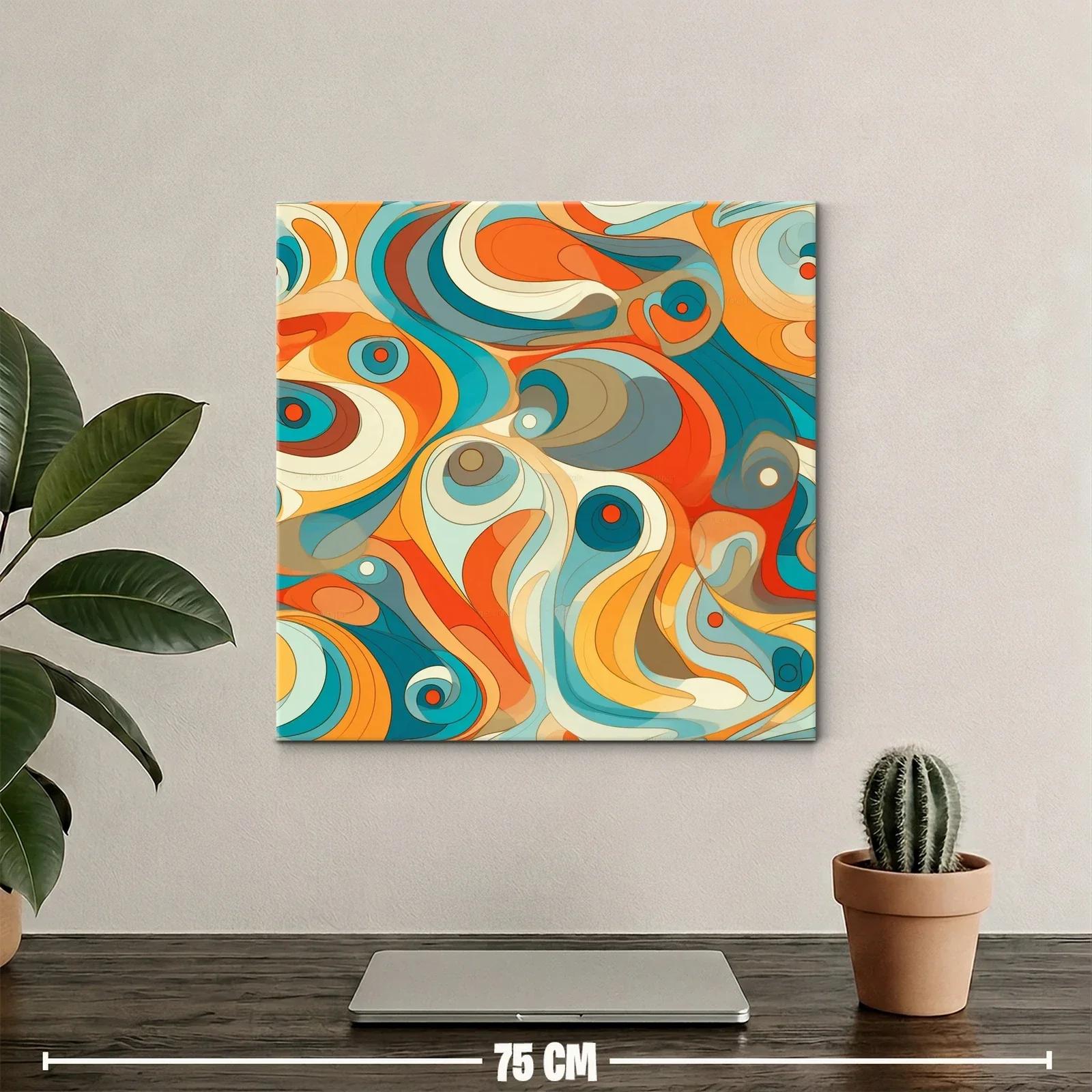 Composición Abstracta en Tonos Cálidos y Azules Vibrantes — miniatura 2