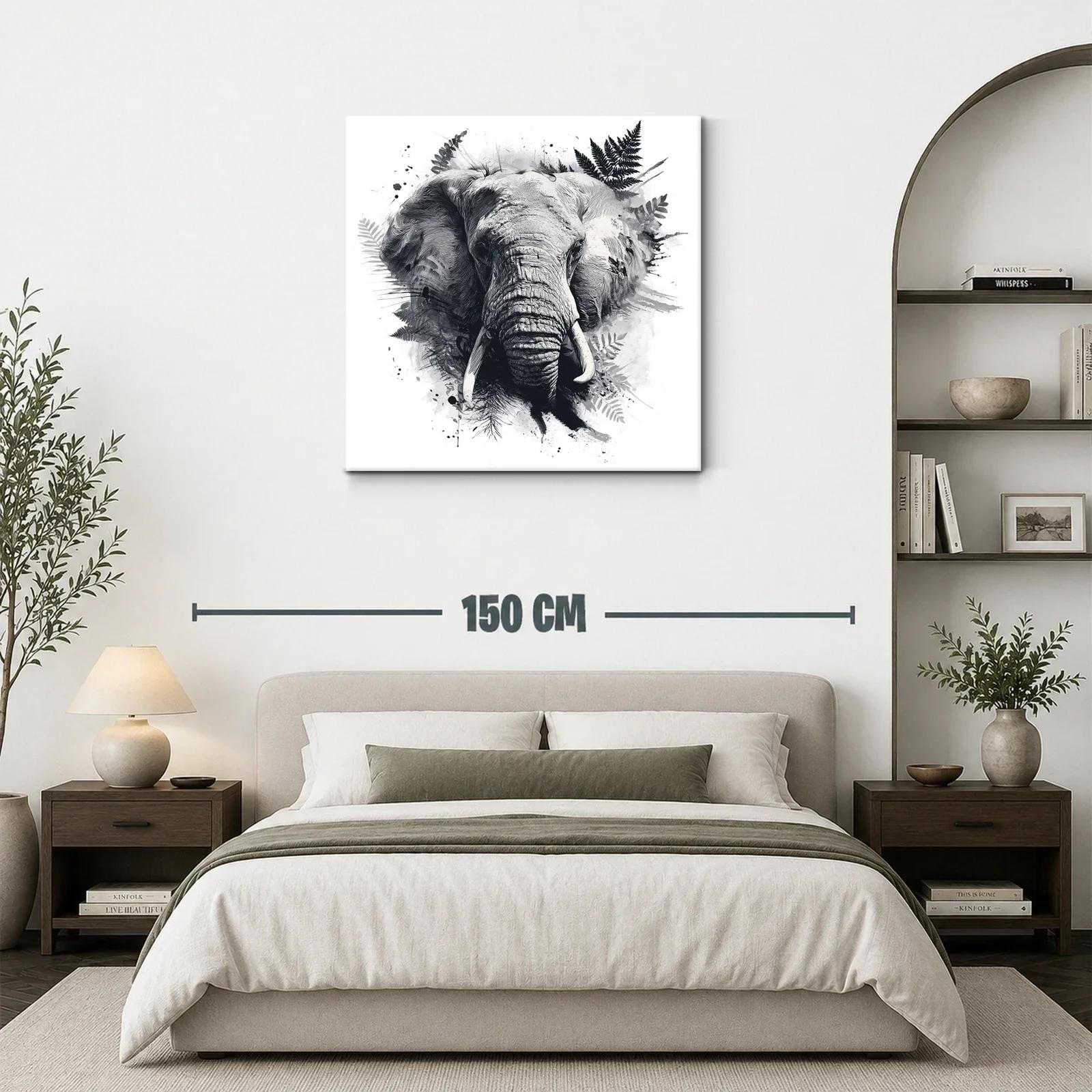 Retrato artístico de elefante en tonos grises y negros — miniatura 3