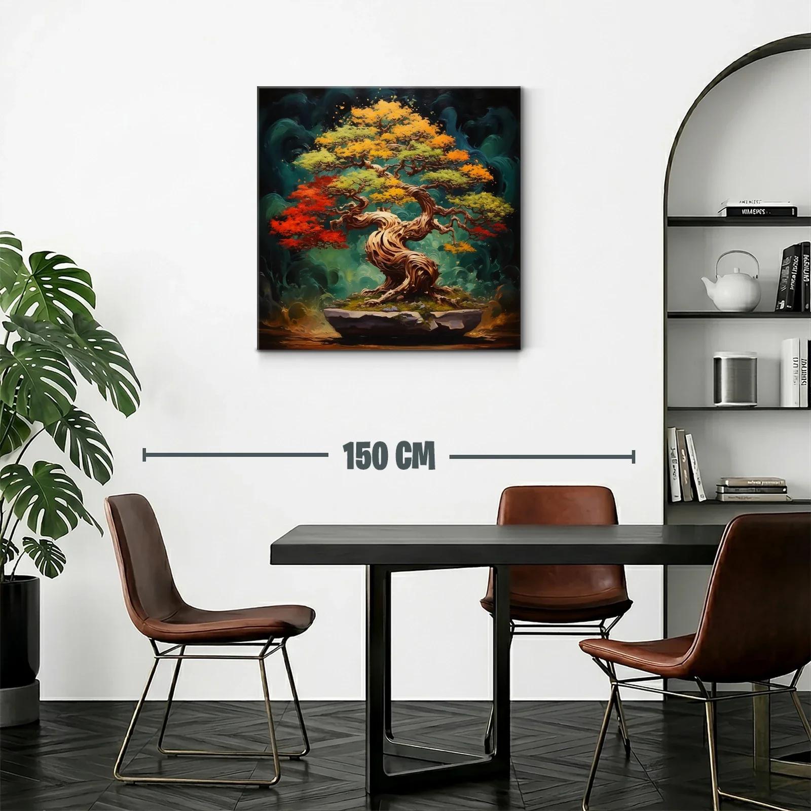 Árbol bonsái en vibrantes tonos otoñales y fondo místico — miniatura 2