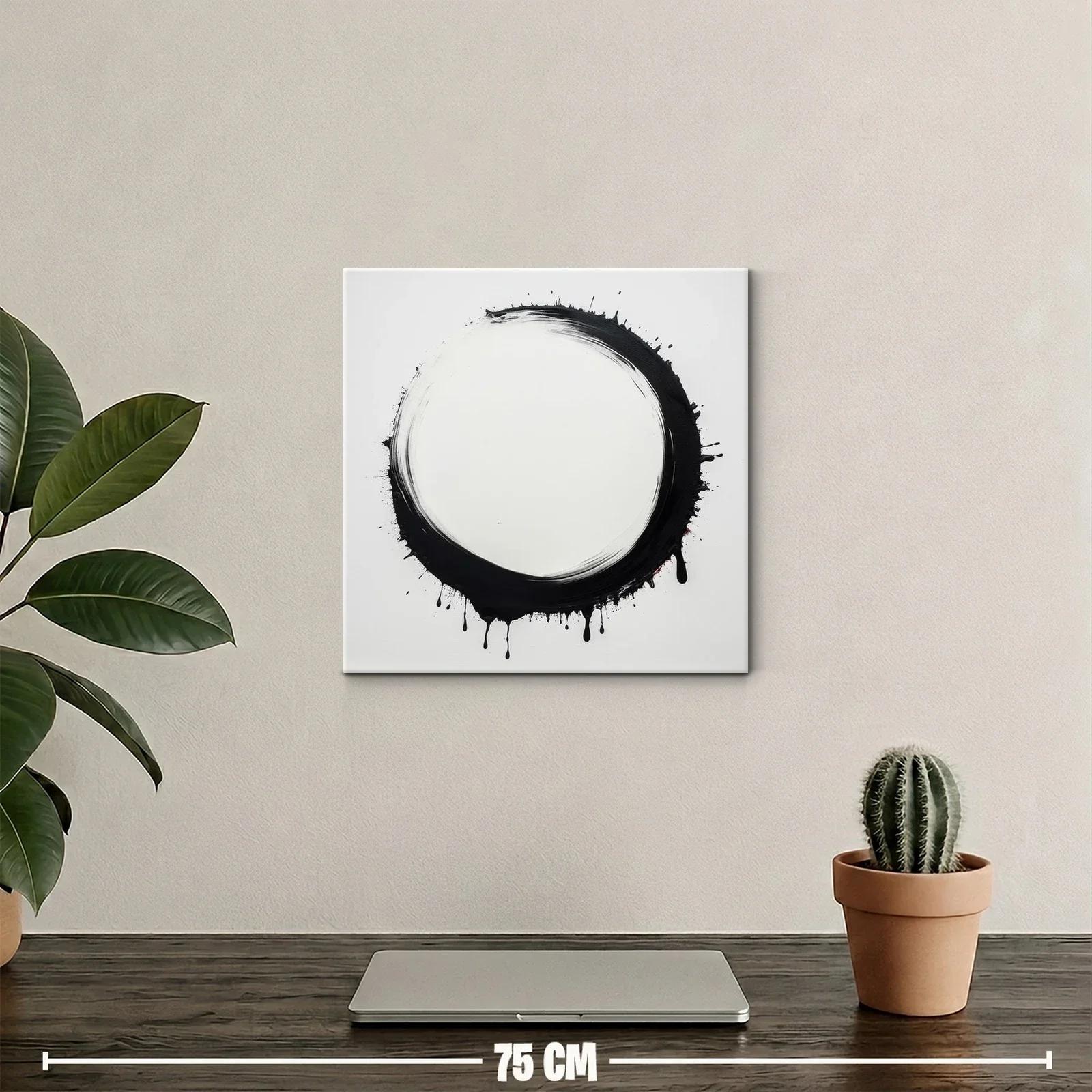 Círculo negro abstracto con efecto de goteo en fondo blanco — miniatura 2