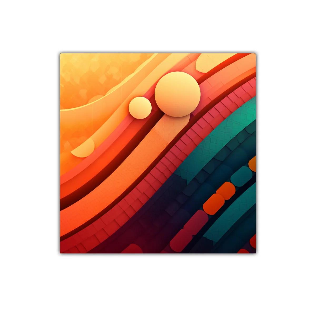 Arte abstracto con formas circulares y ondas multicolor