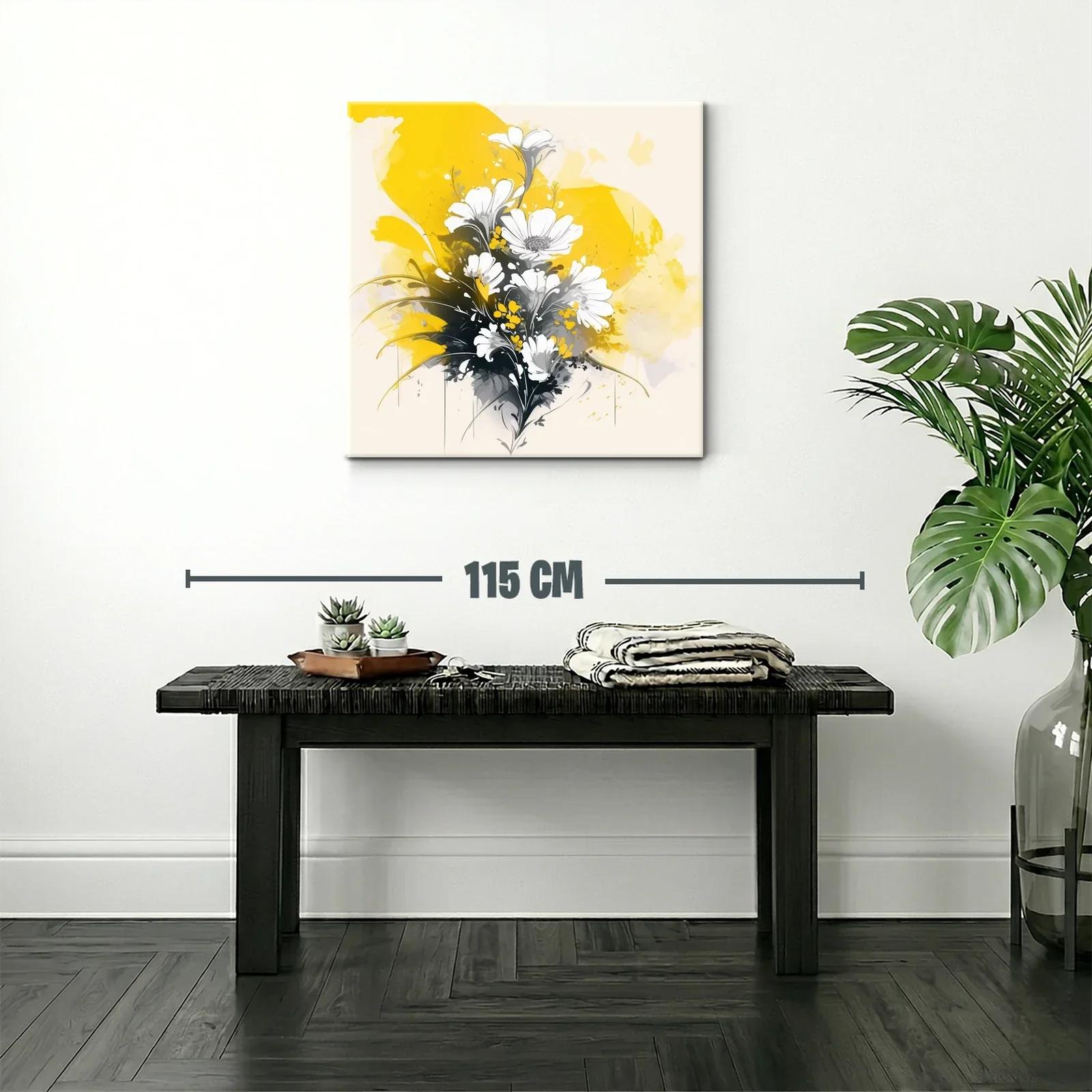 Ramo de flores blancas con fondo vibrante en amarillo — miniatura 2