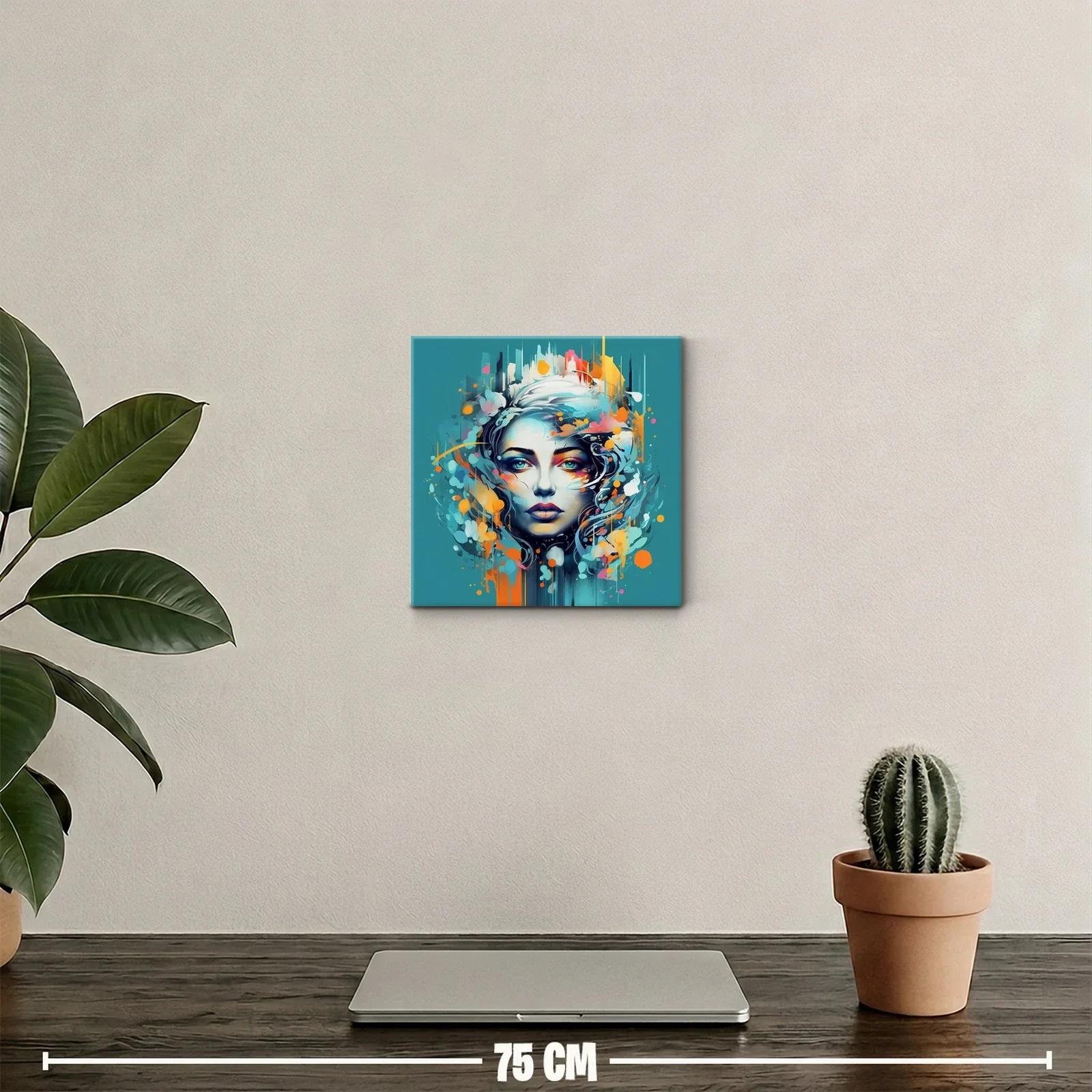 Rostro femenino con expresión intensa y colores vibrantes — miniatura 2