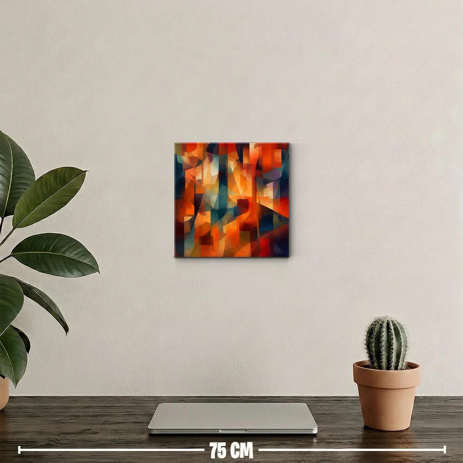 Cuadro abstracto con vibrantes tonos cálidos y fríos contrastantes — miniatura 2
