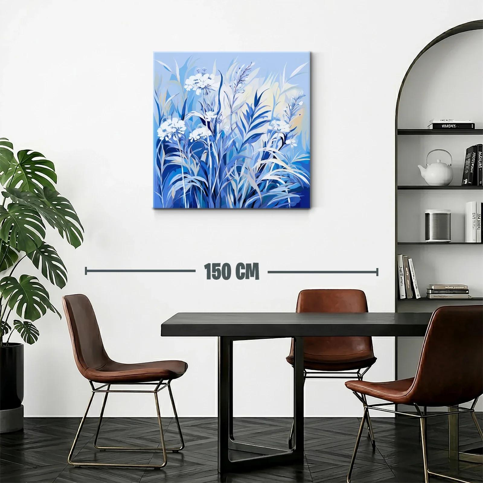 Flores y hojas en tonos azules para un ambiente sereno — miniatura 2