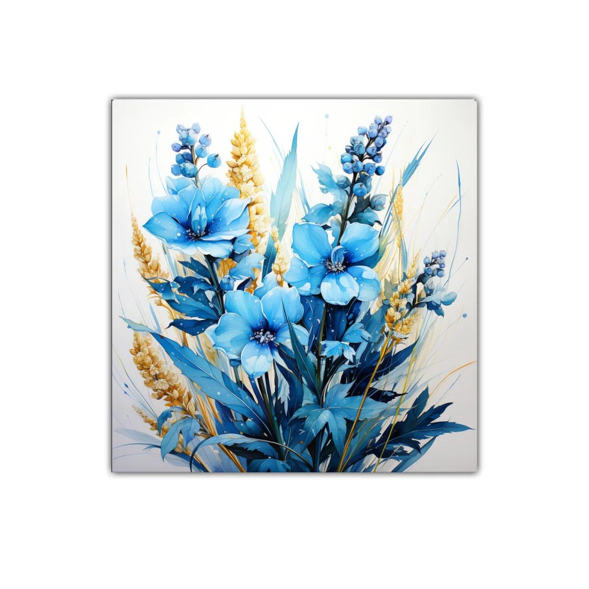 Centro Floral en Azules y Dorados para Decoración Moderna