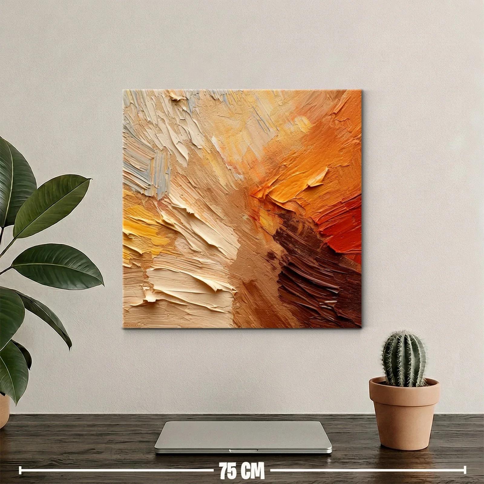 Cuadro abstracto en tonos cálidos tierra y ocres — miniatura 2