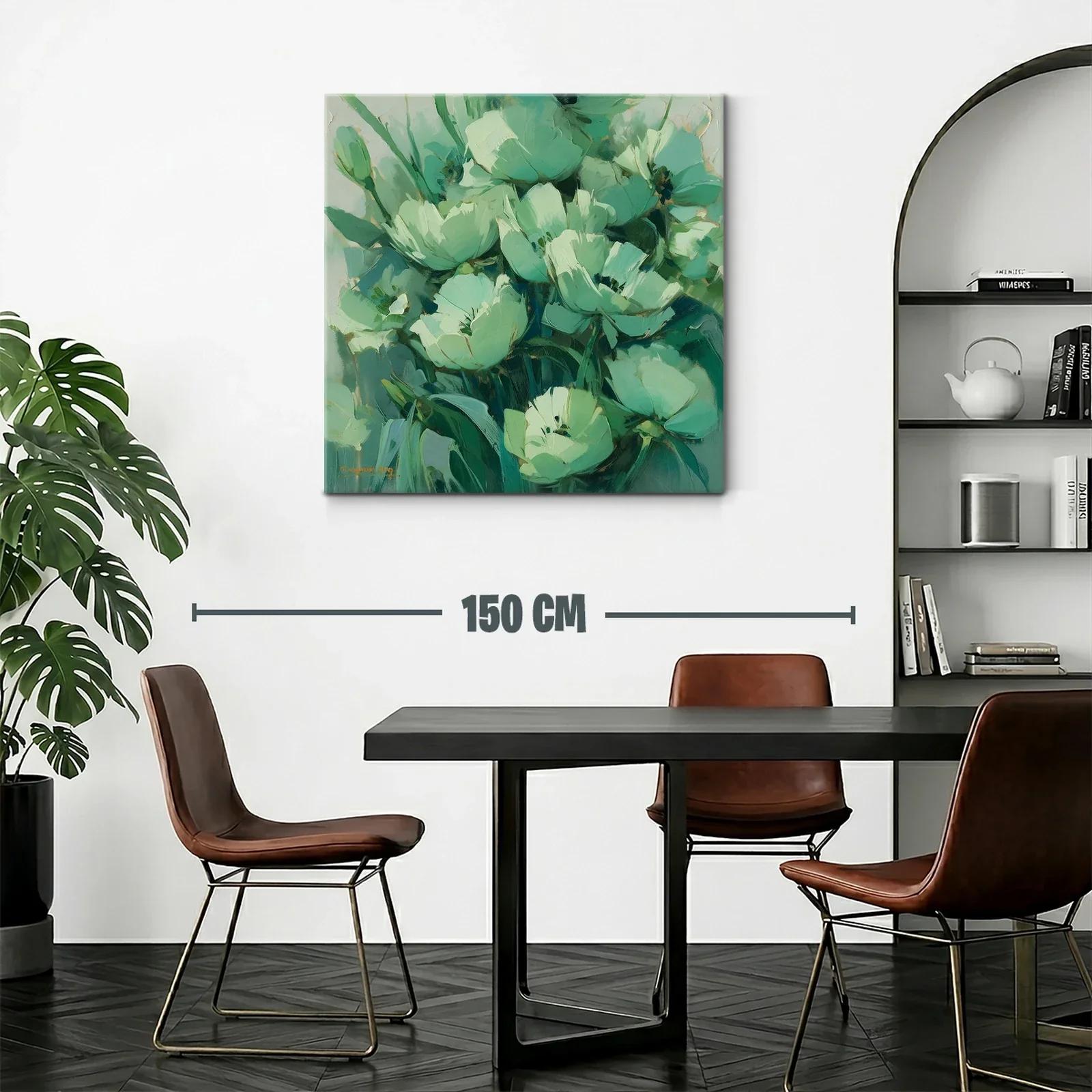 Cuadro floral en tonos verdes para un ambiente sereno — miniatura 2