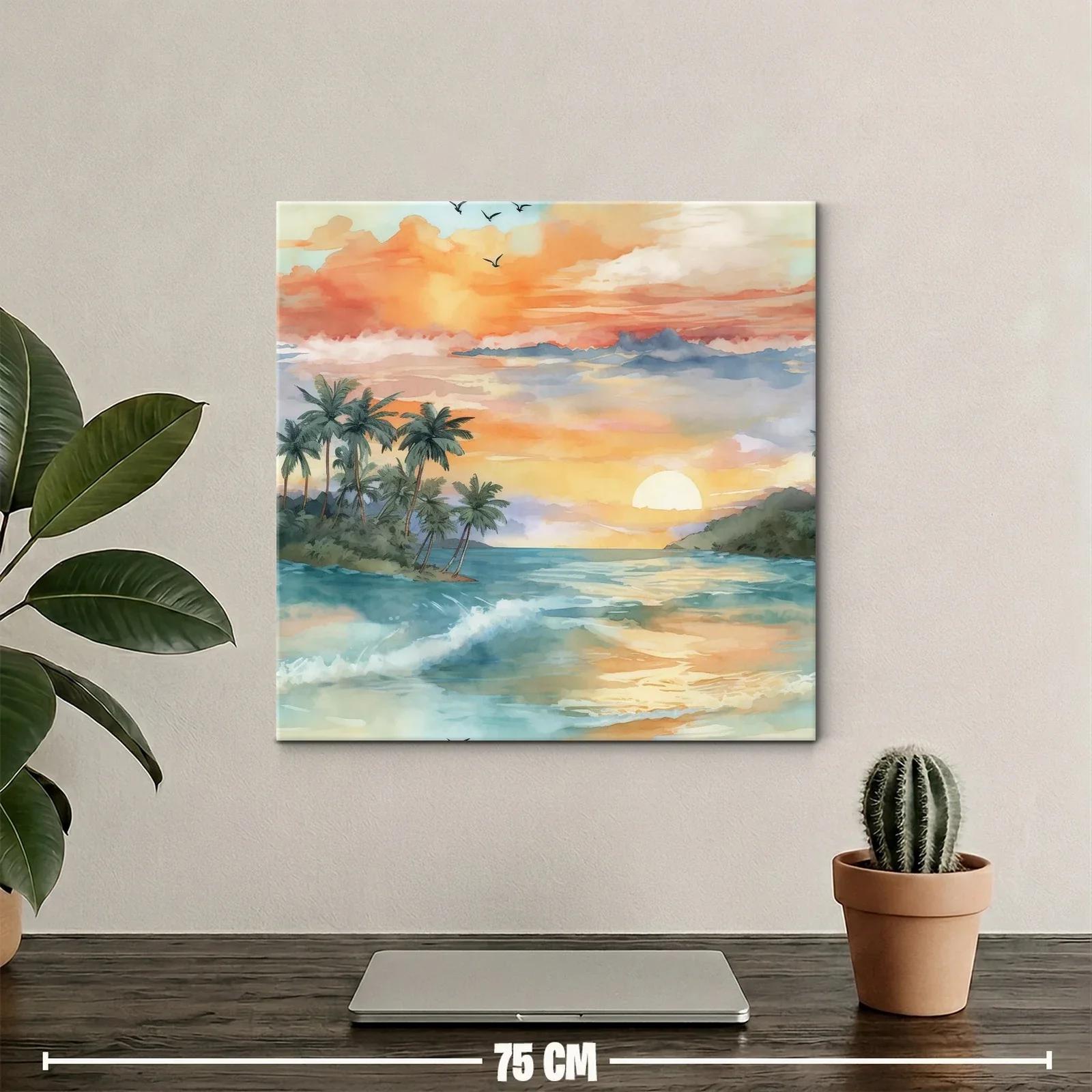 Atardecer tropical con palmeras y mar en calma — miniatura 2
