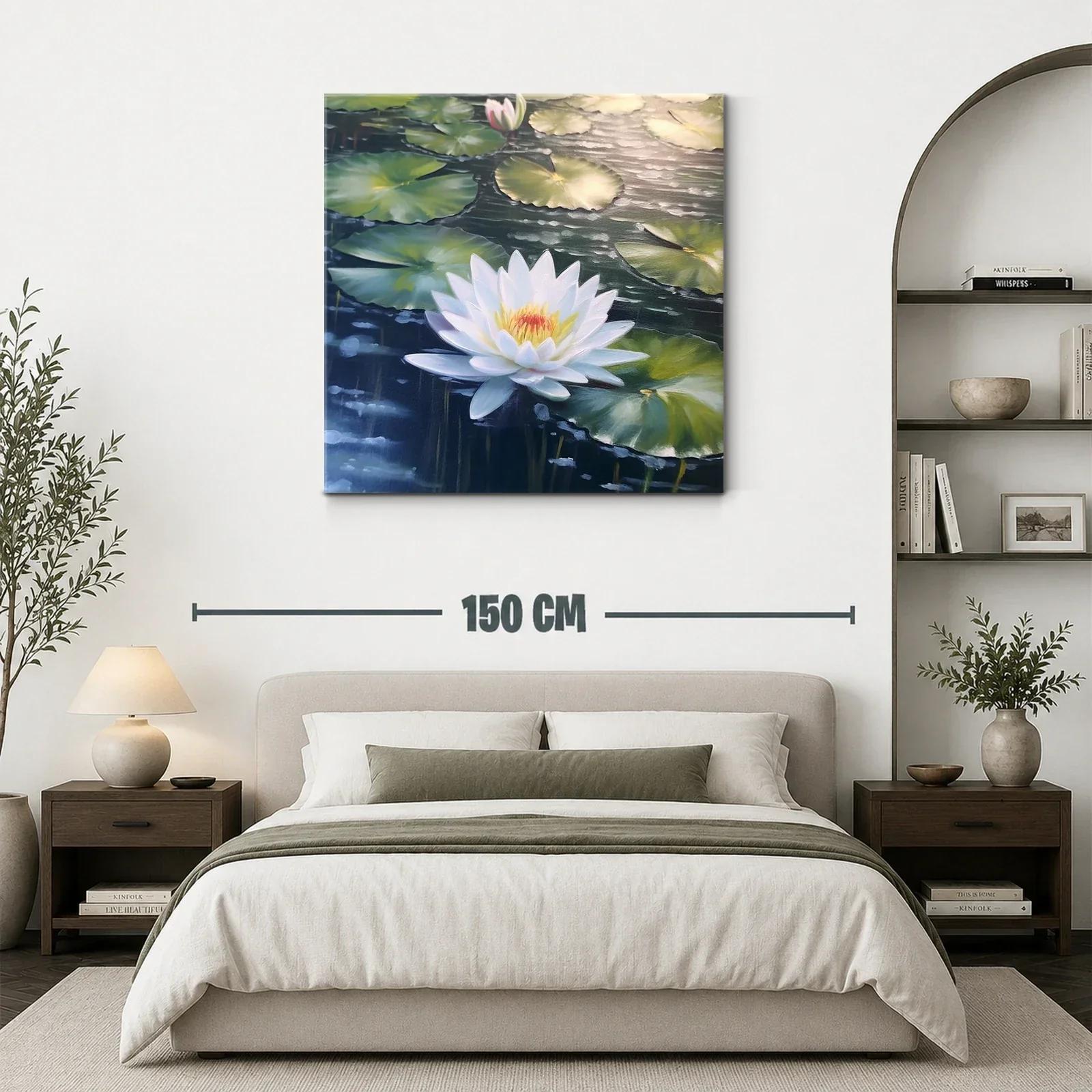 Flor de loto blanca en estanque sereno y natural — miniatura 3