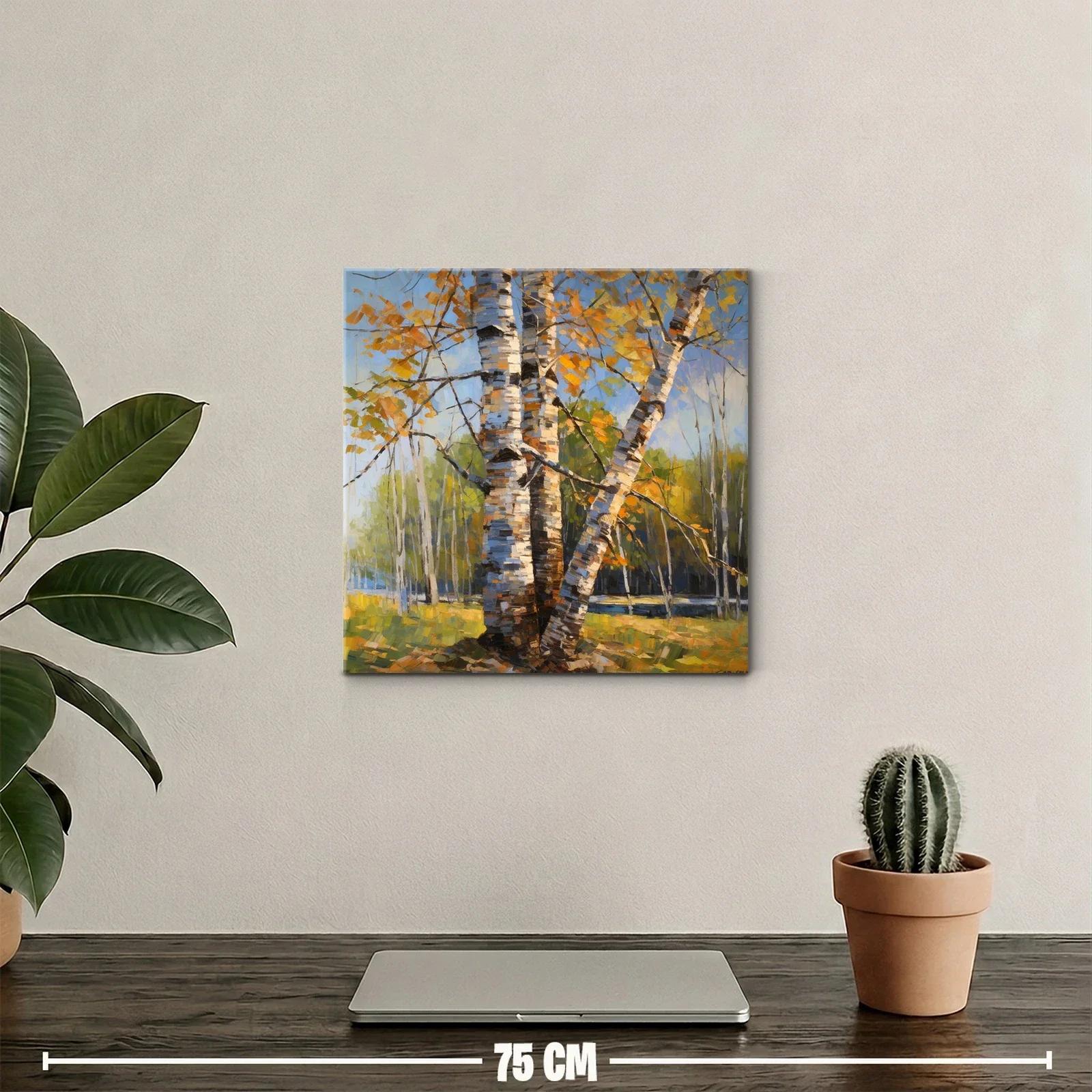Arboleda de abedules con luz de otoño cálida — miniatura 2