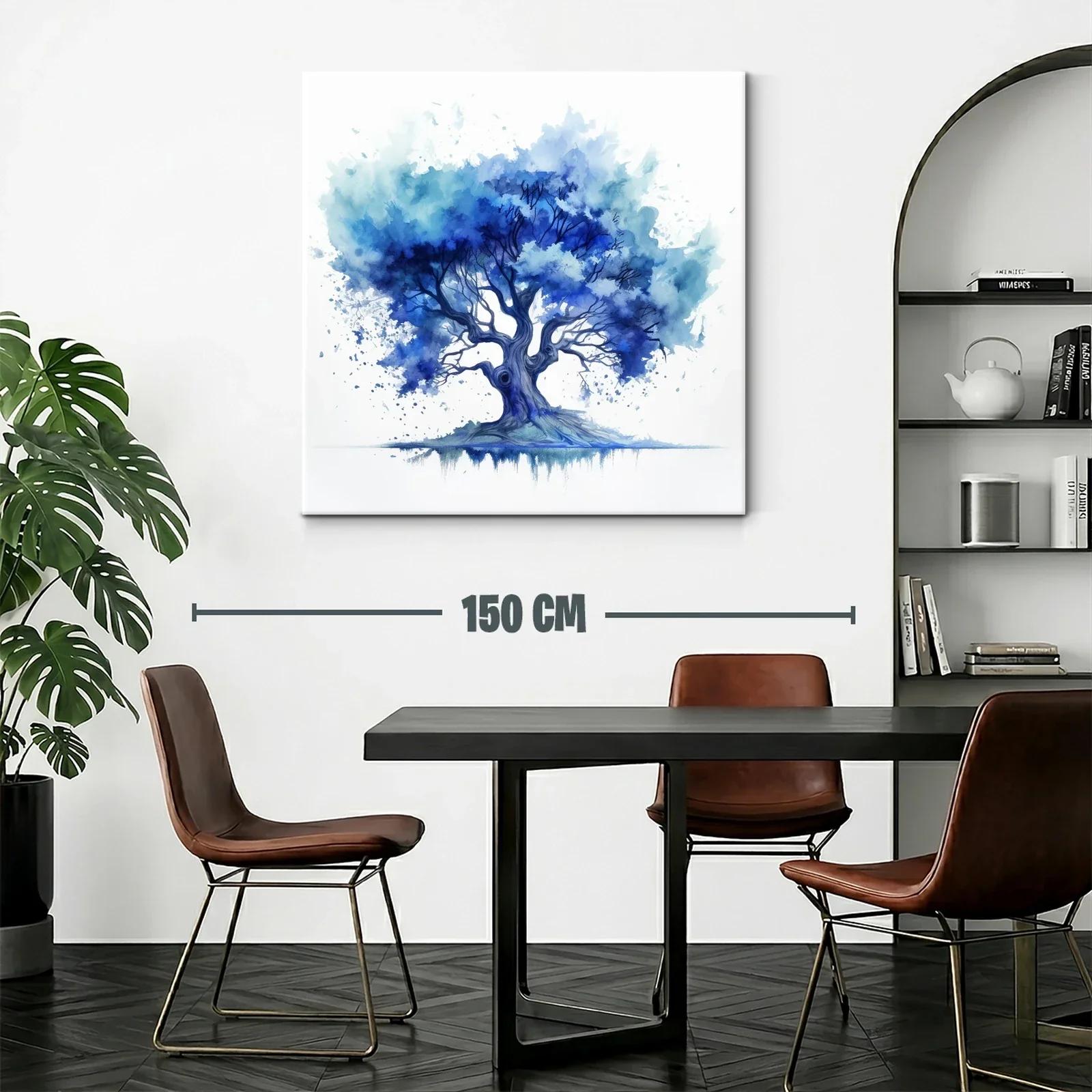 Árbol en tonos azules con estilo acuarela moderno — miniatura 2