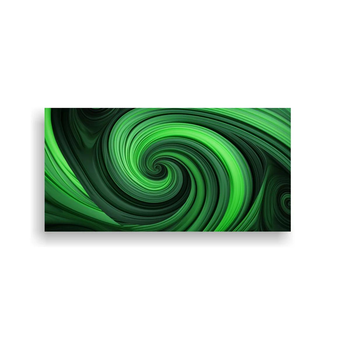 Cuadro espiral verde abstracta con remolino central