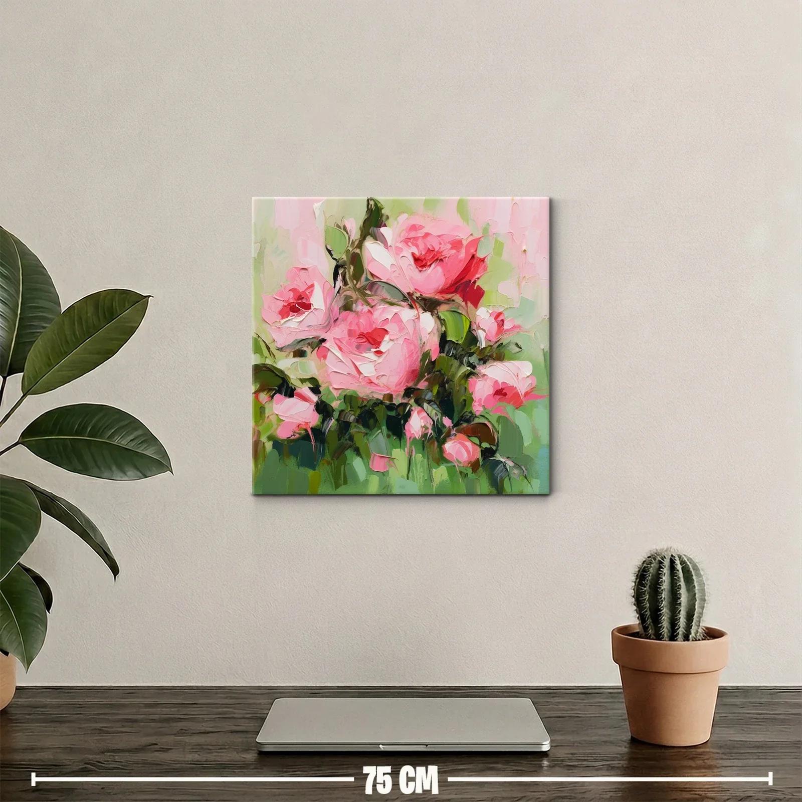Cuadro florales en tonos rosas y verdes vibrantes — miniatura 2