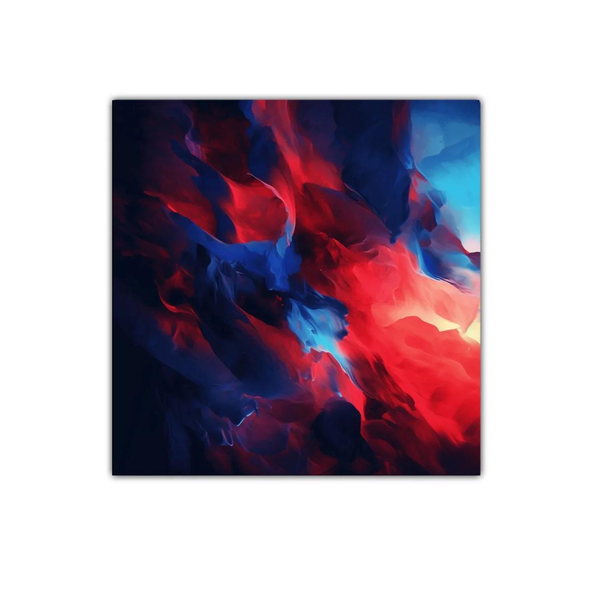 Cuadro abstracto con enérgicos tonos rojos y azules intensos — imagen principal