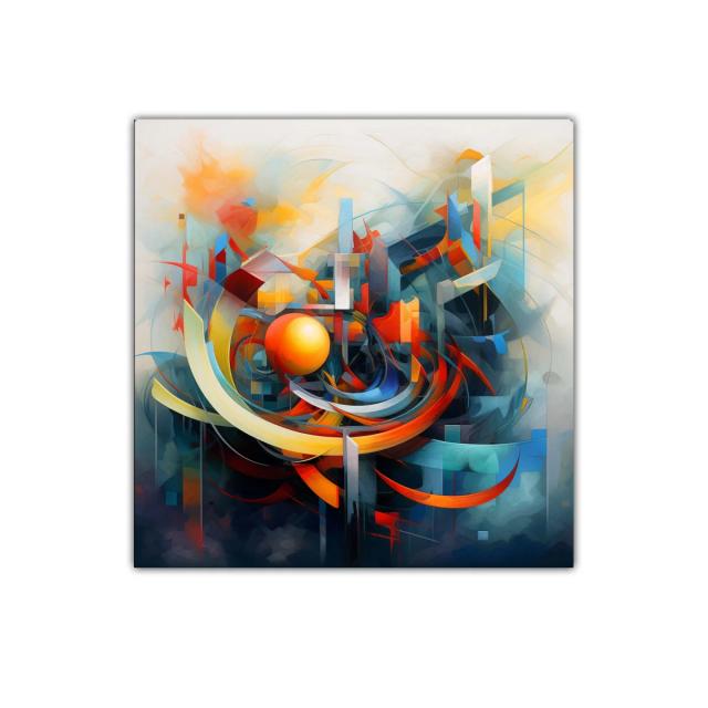 Cuadro decorativo con formas abstractas y colores vibrantes