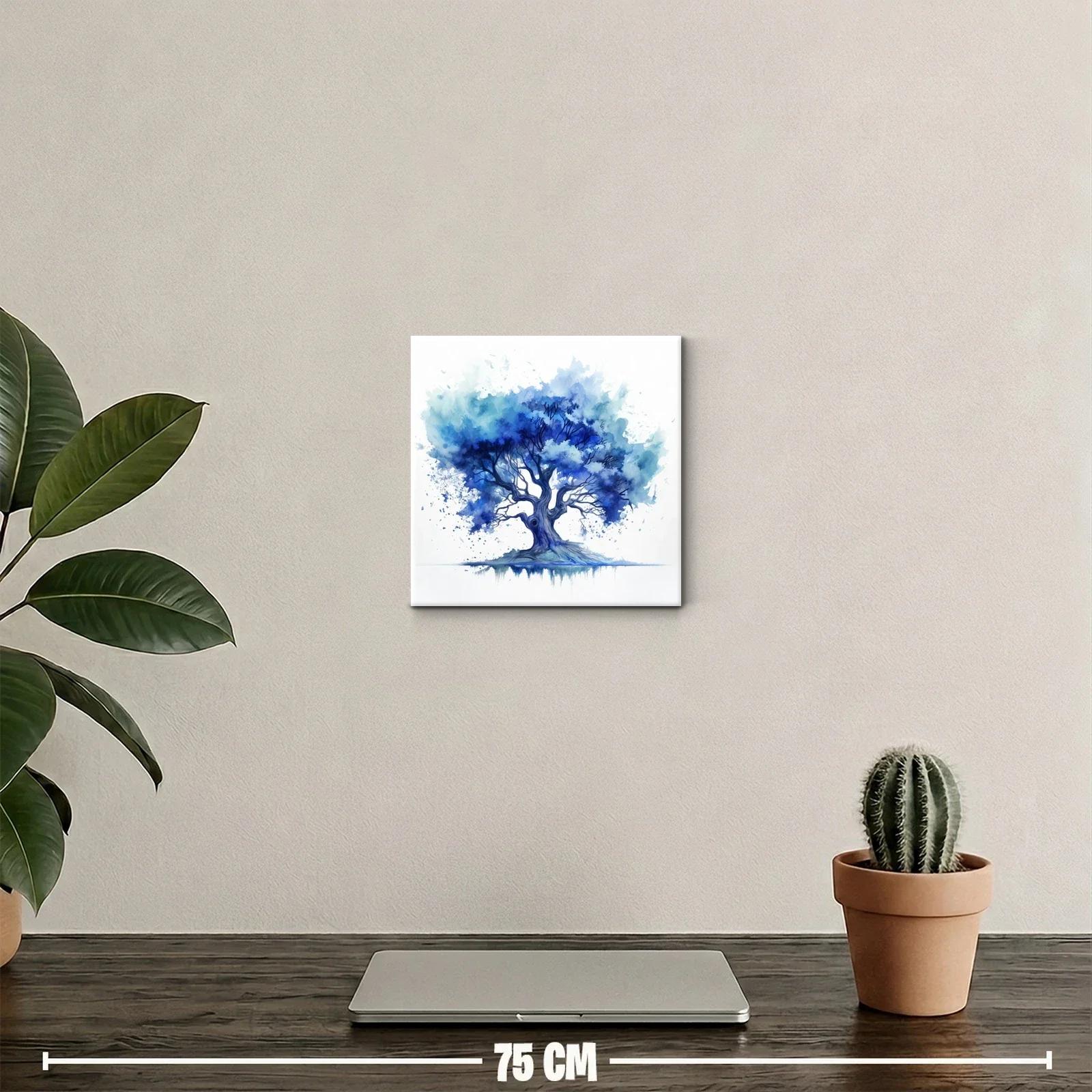 Árbol en tonos azules con estilo acuarela moderno — miniatura 2